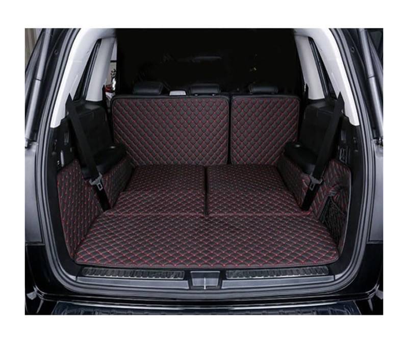 Auto Kofferraummatte Hinten Für Benz Für GLS 2016-2019 Kofferraum Teppiche Cargo Liner Kofferraum Liner Auto Kofferraum Schutz Innen Kofferraum Matten(Black red) von VPLPEREQAK