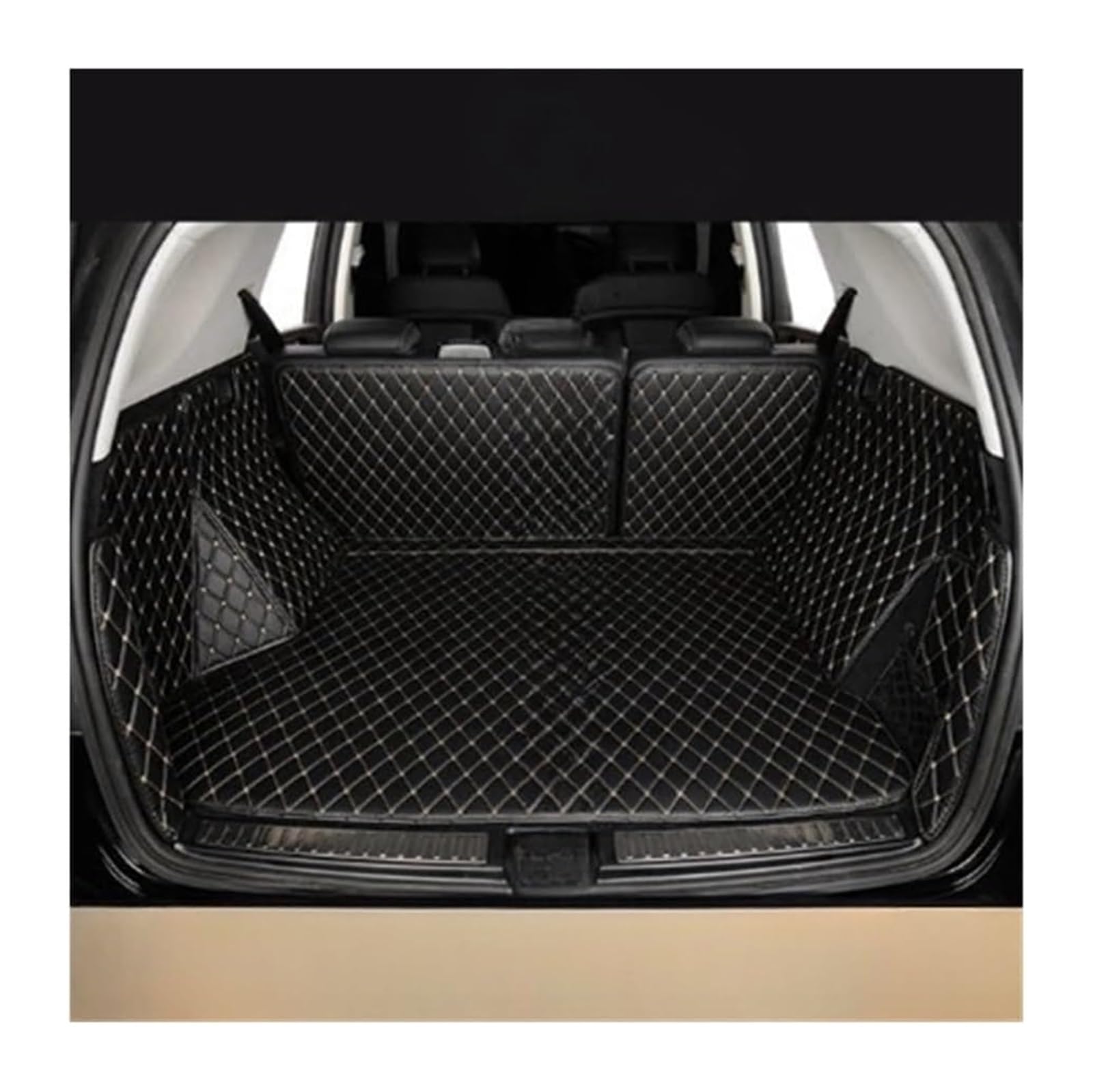 Auto Kofferraummatte Hinten Für Peugeot Für 2008 2013-2019 Auto Cargo-Liner Pads Kofferraum Teppich Auto Kofferraum Schutz Innen Kofferraum Matten Fit(Black Beige) von VPLPEREQAK