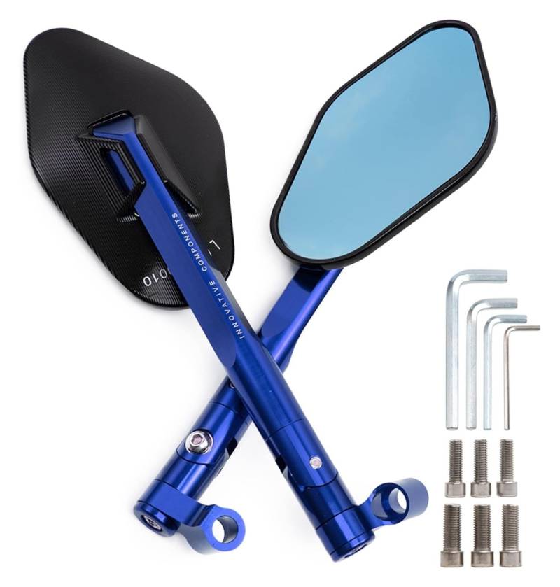 Motorrad Rückspiegel Für B&M&W K1300 K1200 F800 F650 G650 HP2 CNC Aluminium Rearview Außenspiegel 8mm 10mm Dekoration Motorrad(Blue) von VPLPEREQAK