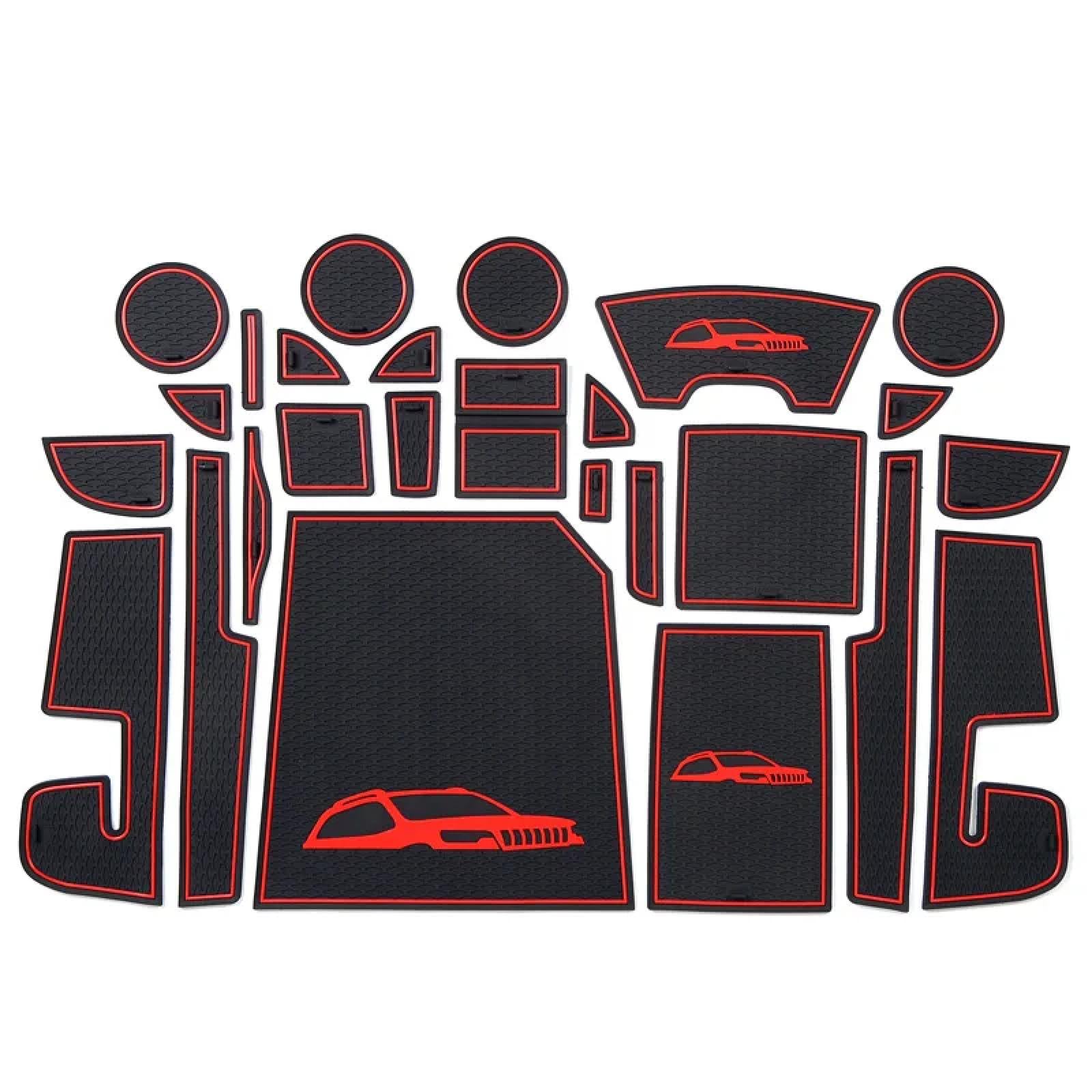 Car Door Slot Pad Mat Für Cherokee KL 2014-2019 RED rutschfeste Tür Groove Pad Gummi Untersetzer von VPofhHF