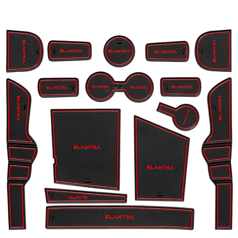 Car Door Slot Pad Mat Für Elantra 7 2021-2023 red15pcs Auto Tür Groove Mat Cup Matte von VPofhHF