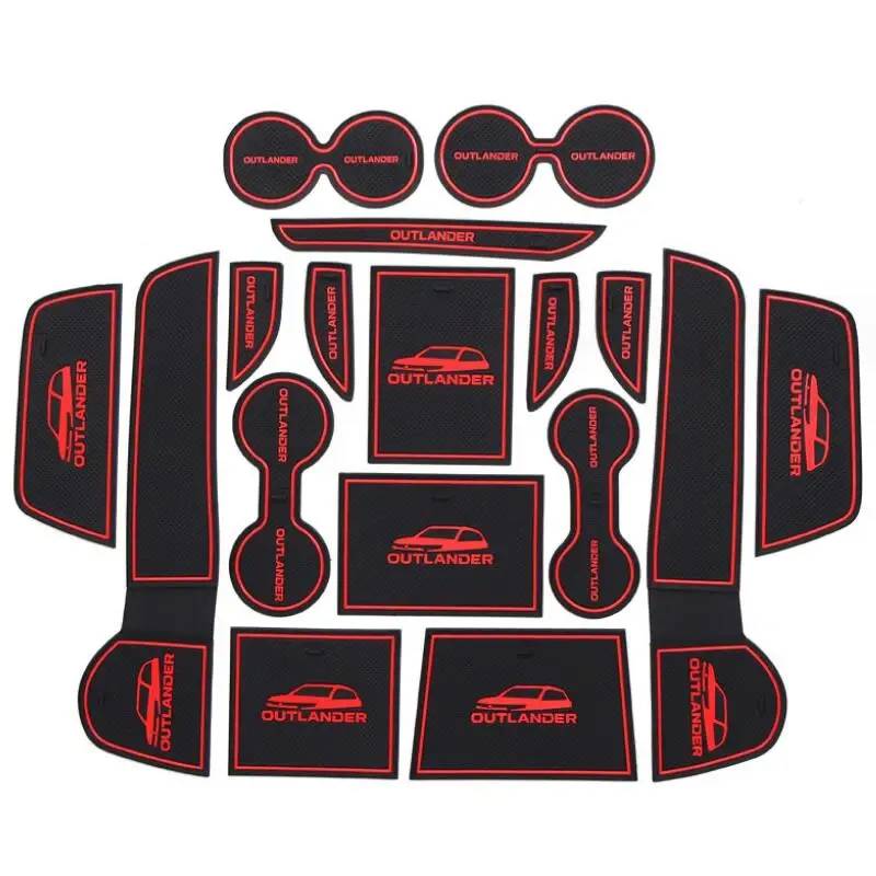 Car Door Slot Pad Mat Für Outlander 2013-2018 Red Gate Slot Cup Armlehne Storage Pad Matte von VPofhHF