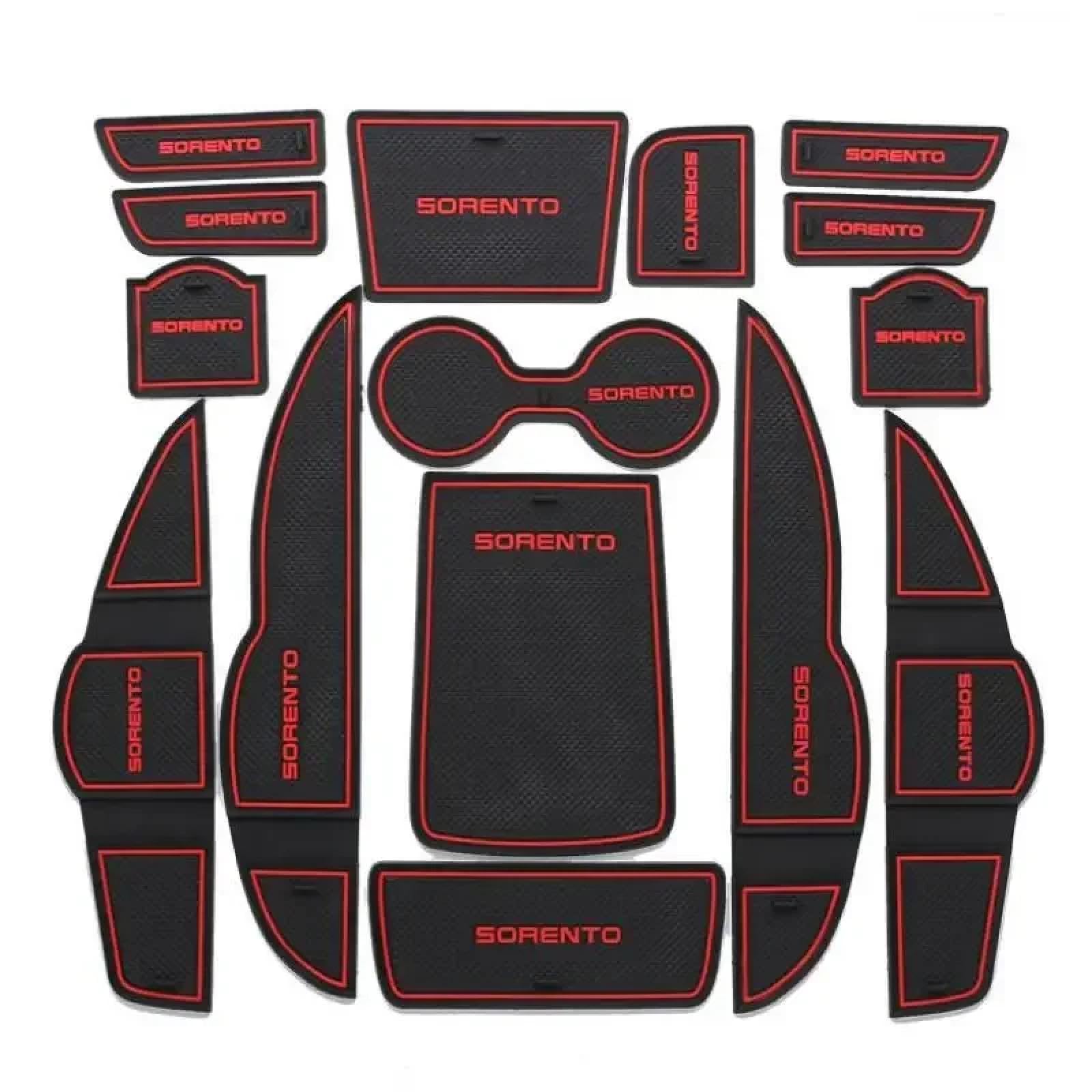 Car Door Slot Pad Mat Für Sorento 2013-2014 Red Auto Gate Slot Pad Cup Armlehne Storage Pad von VPofhHF