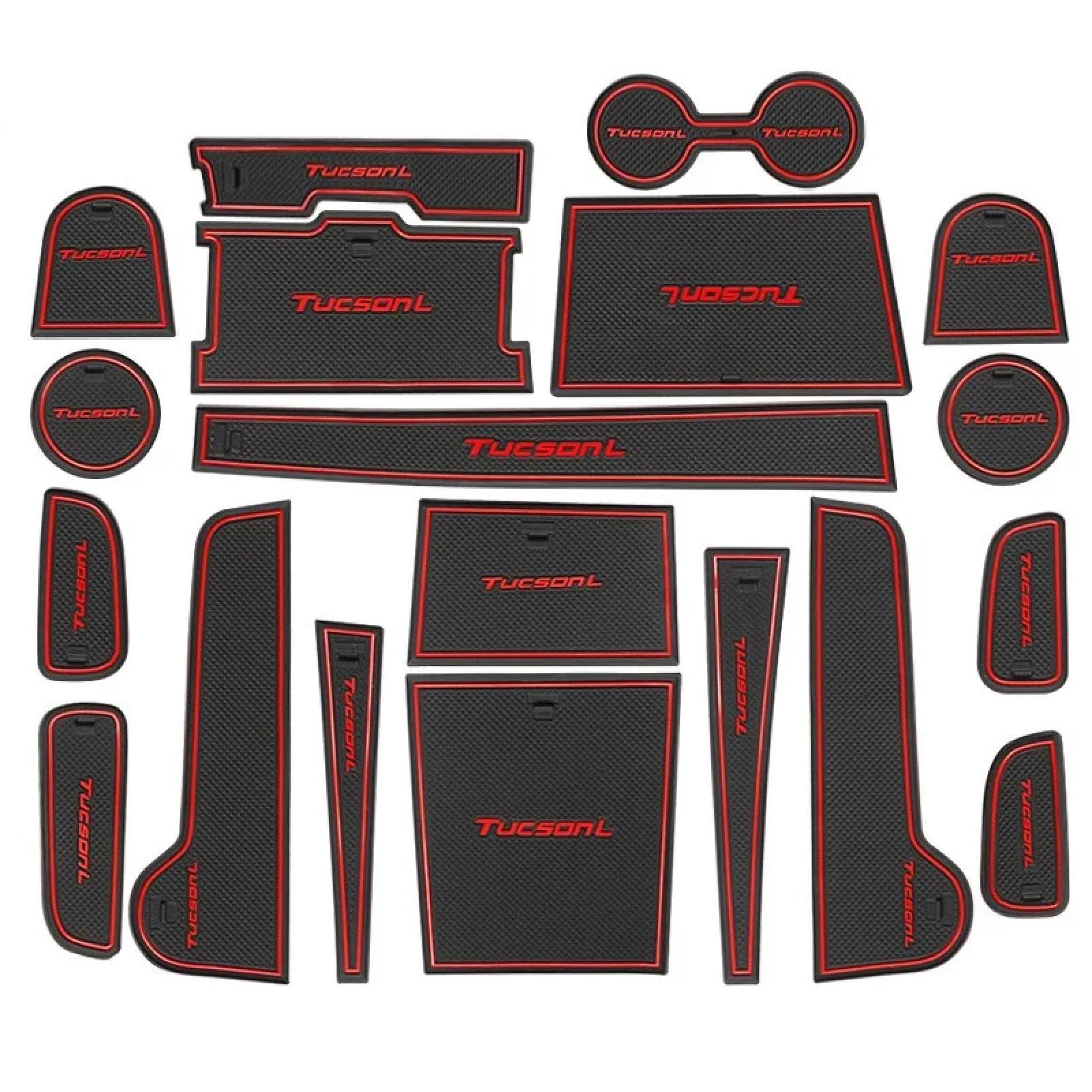 Car Door Slot Pad Mat Für Tucson L 5 2021-2023 red19pcs Auto Tür Groove Mat Cup Matte von VPofhHF