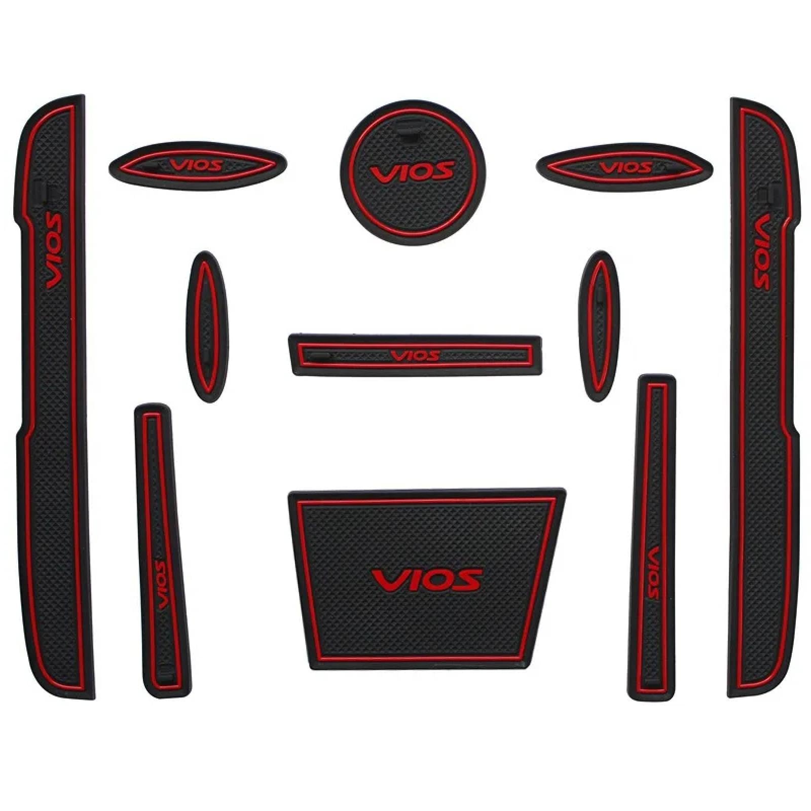 Car Door Slot Pad Mat Für Vios FS 2017-2022 11pcsred Auto Tür Groove Mat Cup Matte von VPofhHF