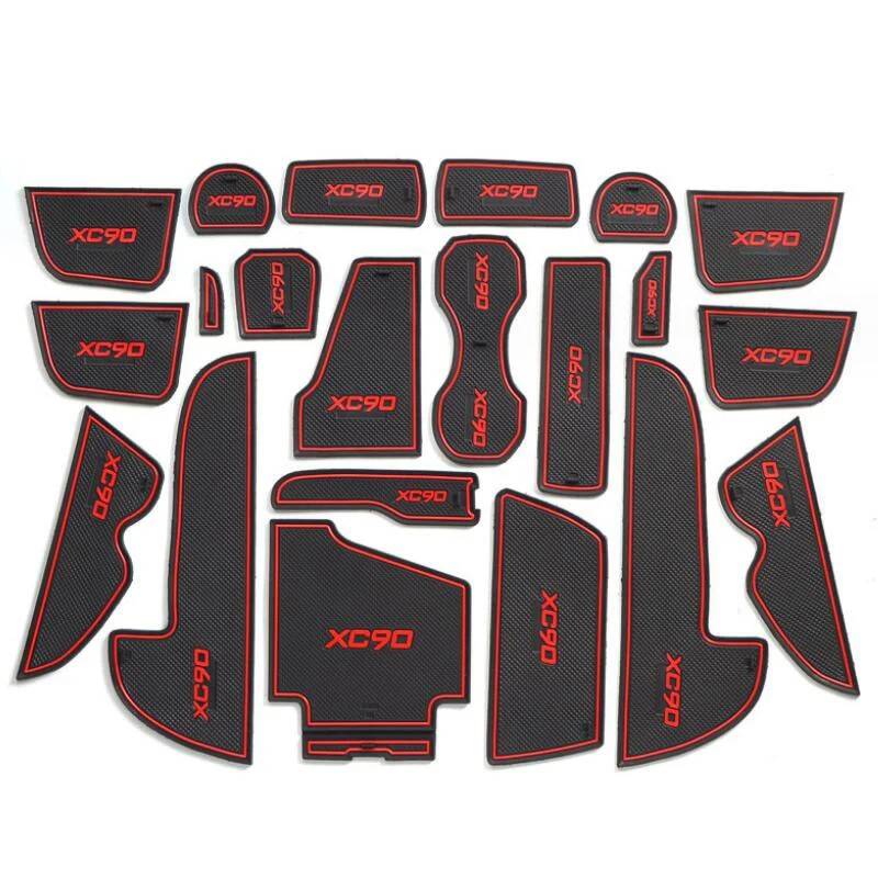 Car Door Slot Pad Mat Für XC90 2015-2021 Red Anti-Schmutzige Pad Gate Slot Cup Armlehne Aufbewahrungspad von VPofhHF