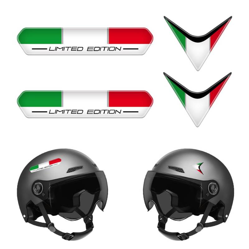 Aufkleber mit Italienischer Flagge, 4 Stk Italy Motorrad Helm Auto Abzeichen Emblem, Auto Aufkleber Dekoration Trikolore Italien Sticker, für Auto Rennen Moto Motorradhelme Fahrrad von VQEOEOT