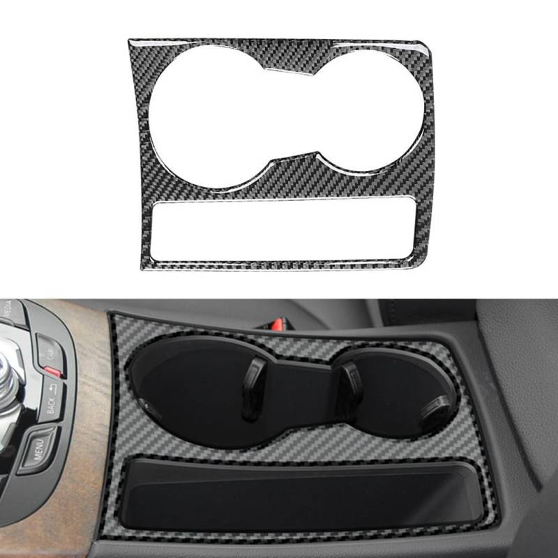 Auto Cup Holder Cover Trim, Carbon Auto Mittelkonsole Wasser Cup Holder Panel Cover Trim, Getränkehalterverkleidung, Interieur Zubehör Kompatibel mit auto A4L A5 2009-2016 von VQEOEOT