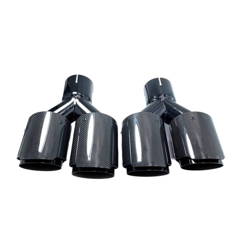 1Pair(L+R) Universal Dual Glossy Black Automobile Exhaust Pipe Muffler Pipe Carbon Fiber Exhaust Tip Compatible With Akrapovic(51MM IN-89MM OUT) von VQJRZKPMX