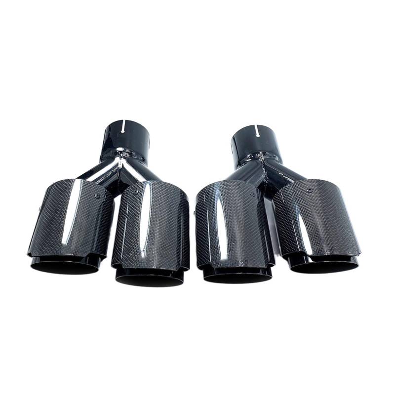 1Pair(L+R) Universal Dual Glossy Black Automobile Exhaust Pipe Muffler Pipe Carbon Fiber Exhaust Tip Compatible With Akrapovic(76MM IN-101MM OUT) von VQJRZKPMX