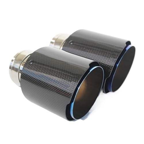 2 Pcs: IN63mm OUT101mm Model Glossy Carbon Fiber + Blue Stainless Steel Compatible With AK Car Carbon Exhaust Tips Tail Pipes(54MM IN 114MM OUT) von VQJRZKPMX