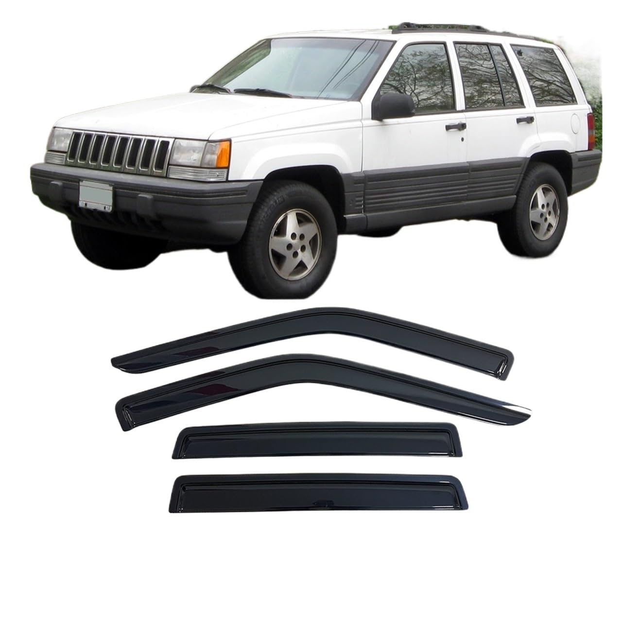 Car Side Window Visor Guard Vent Awnings Shelters Rain Guard Door Ventvisor Compatible With Jeep Grand Cherokee 1993-2020 Black Tinted(For 1993-1998) von VQJRZKPMX