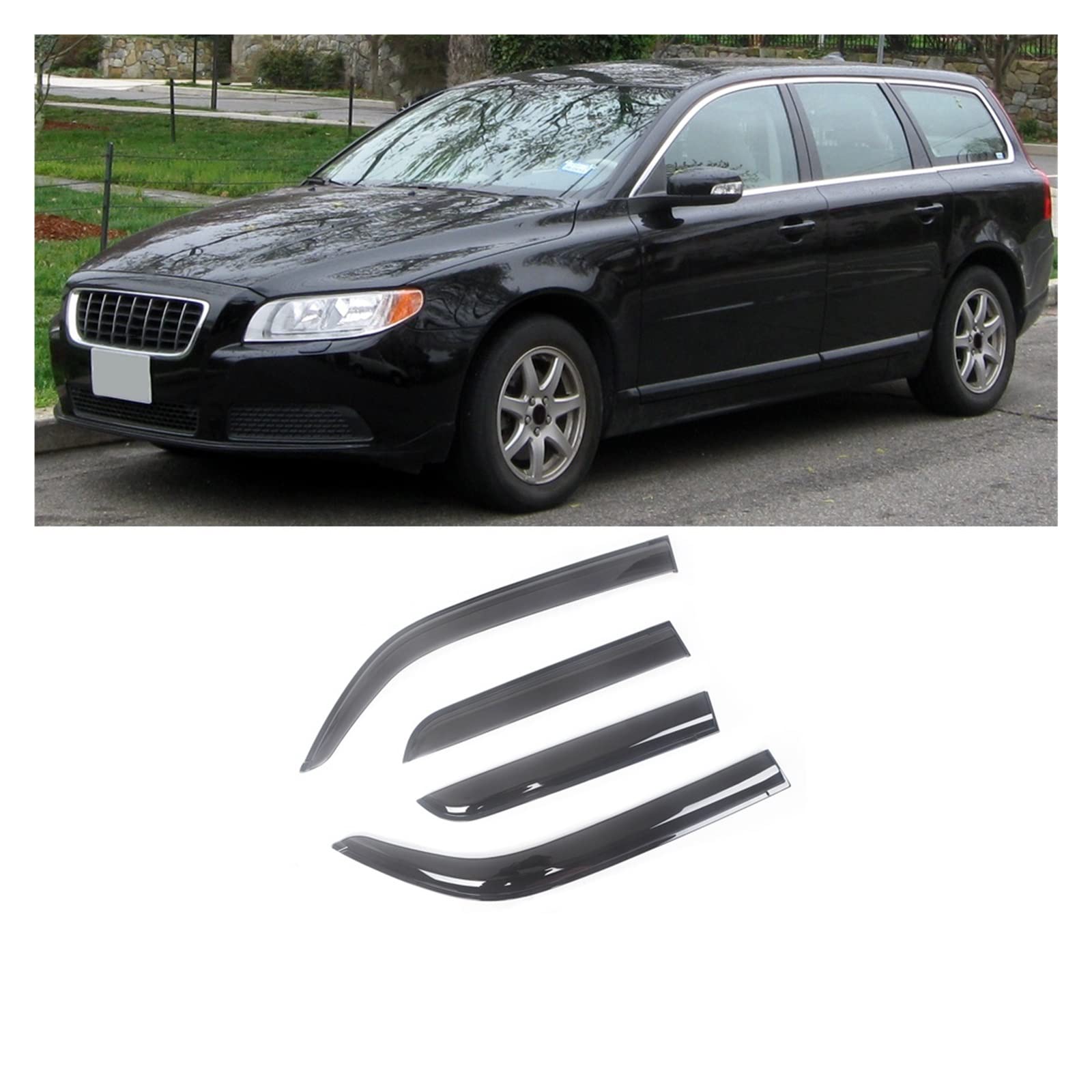 Car Side Window Visor Guard Vent Awnings Shelters Rain Guard Door Ventvisor Compatible With VOLVO XC70 V70 XC60 XC90 C30 Black Tinted(For XC70 V70 08-15) von VQJRZKPMX