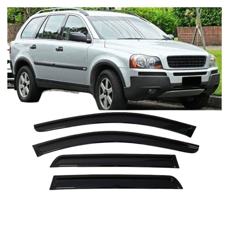 Car Side Window Visor Guard Vent Awnings Shelters Rain Guard Door Ventvisor Compatible With VOLVO XC70 V70 XC60 XC90 C30 Black Tinted(For XC90 2003-2014) von VQJRZKPMX