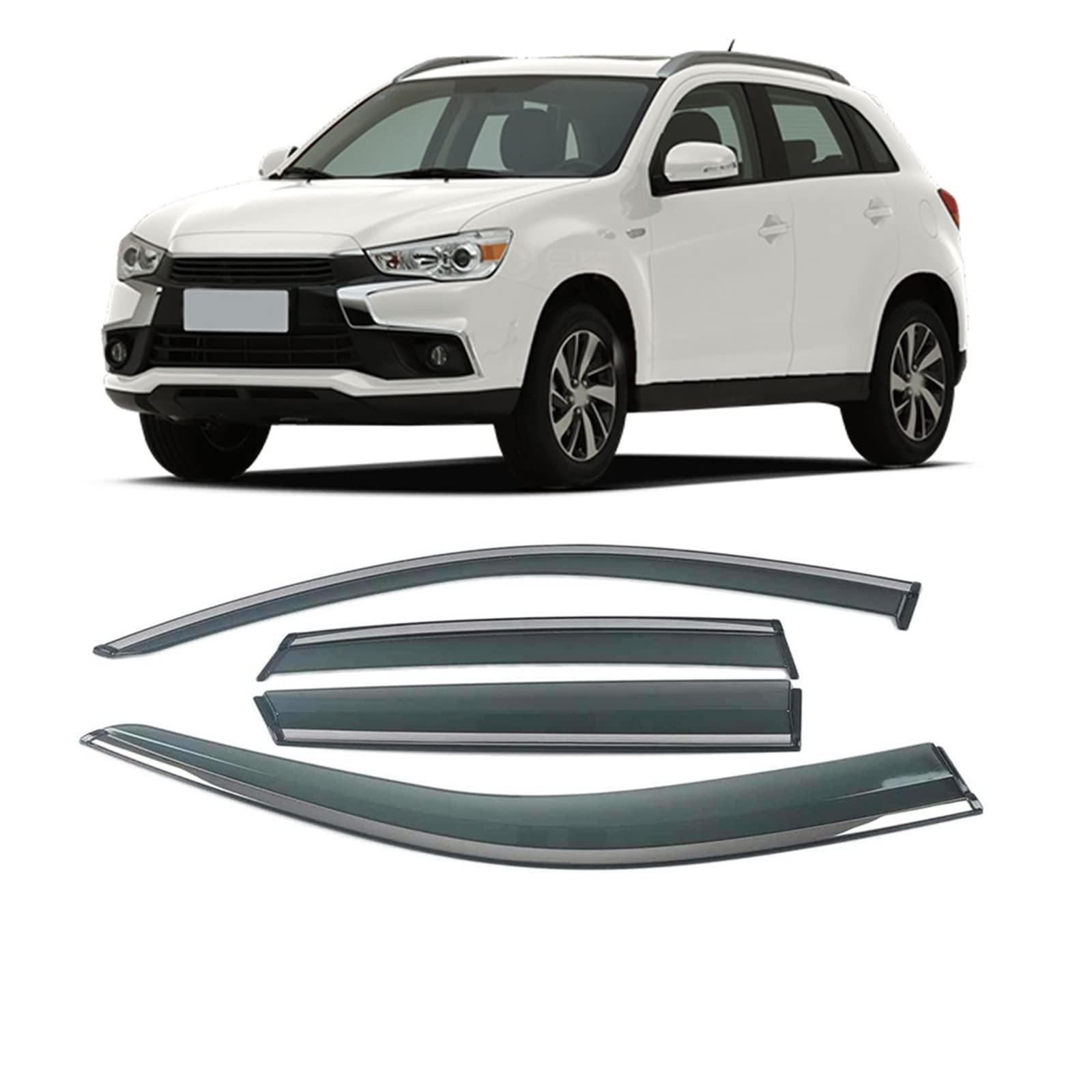 Car Window Rain Visors Shade Shelter Guard Cover Deflectors Compatible With MITSUBISHI Grandis Galant ASX Lancer Eclipse Cross Outlander(For Asx 2010-2018) von VQJRZKPMX