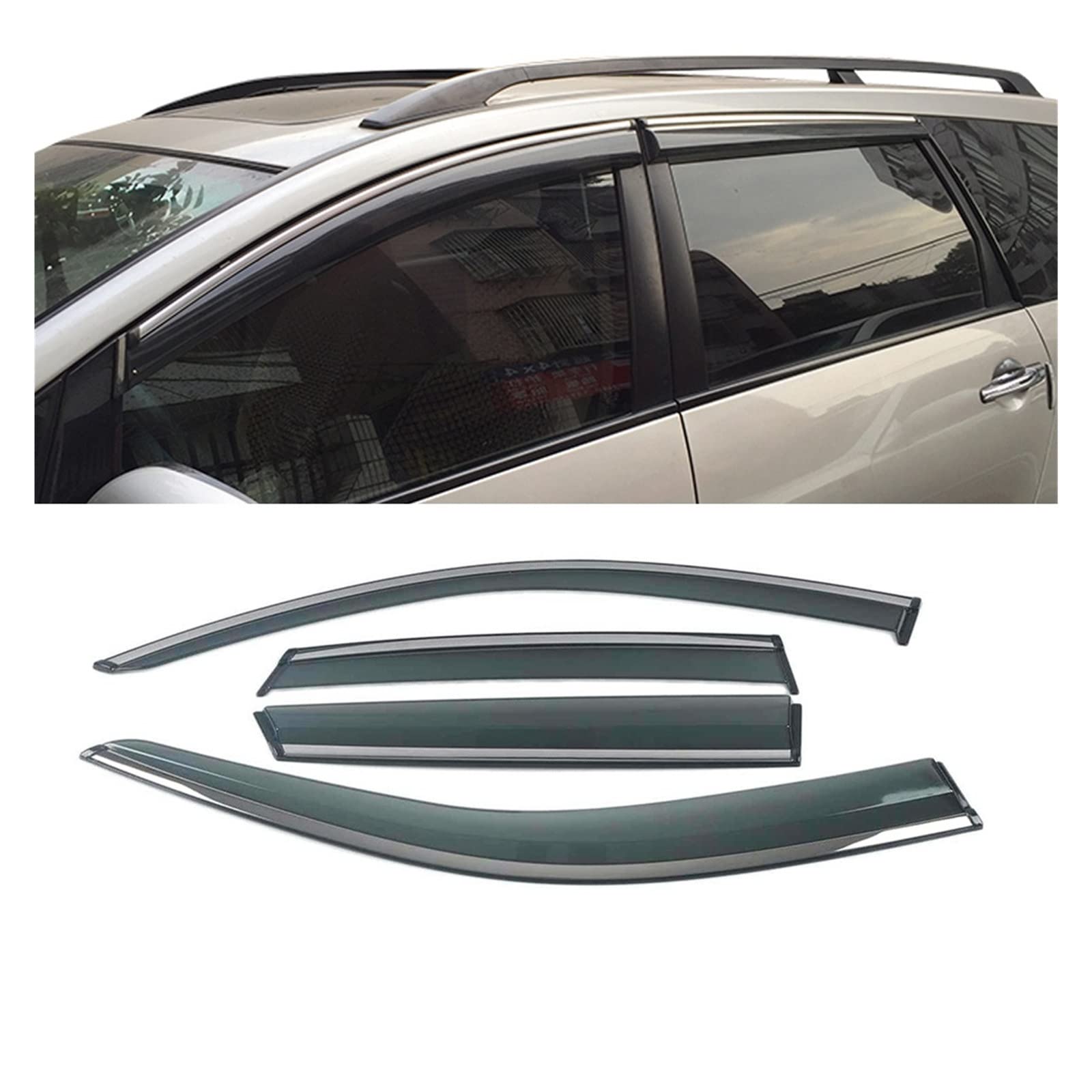 Car Window Rain Visors Shade Shelter Guard Cover Deflectors Compatible With MITSUBISHI Grandis Galant ASX Lancer Eclipse Cross Outlander(For Grandis 03-11) von VQJRZKPMX