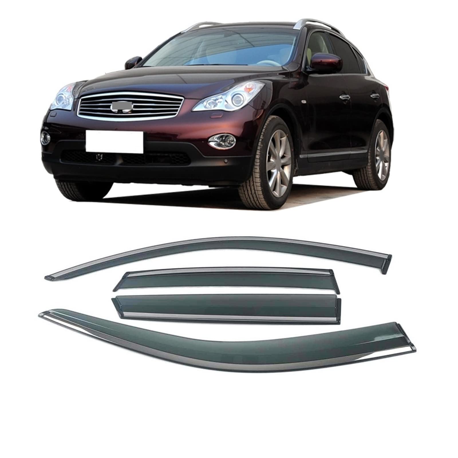 Car Window Sun Rain Shade Visors Shield Awnings Shelters Deflector Cover Trim Compatible With INFINITI QX60 JX35 Q50 QX50 M G(For EX 2007-2013) von VQJRZKPMX