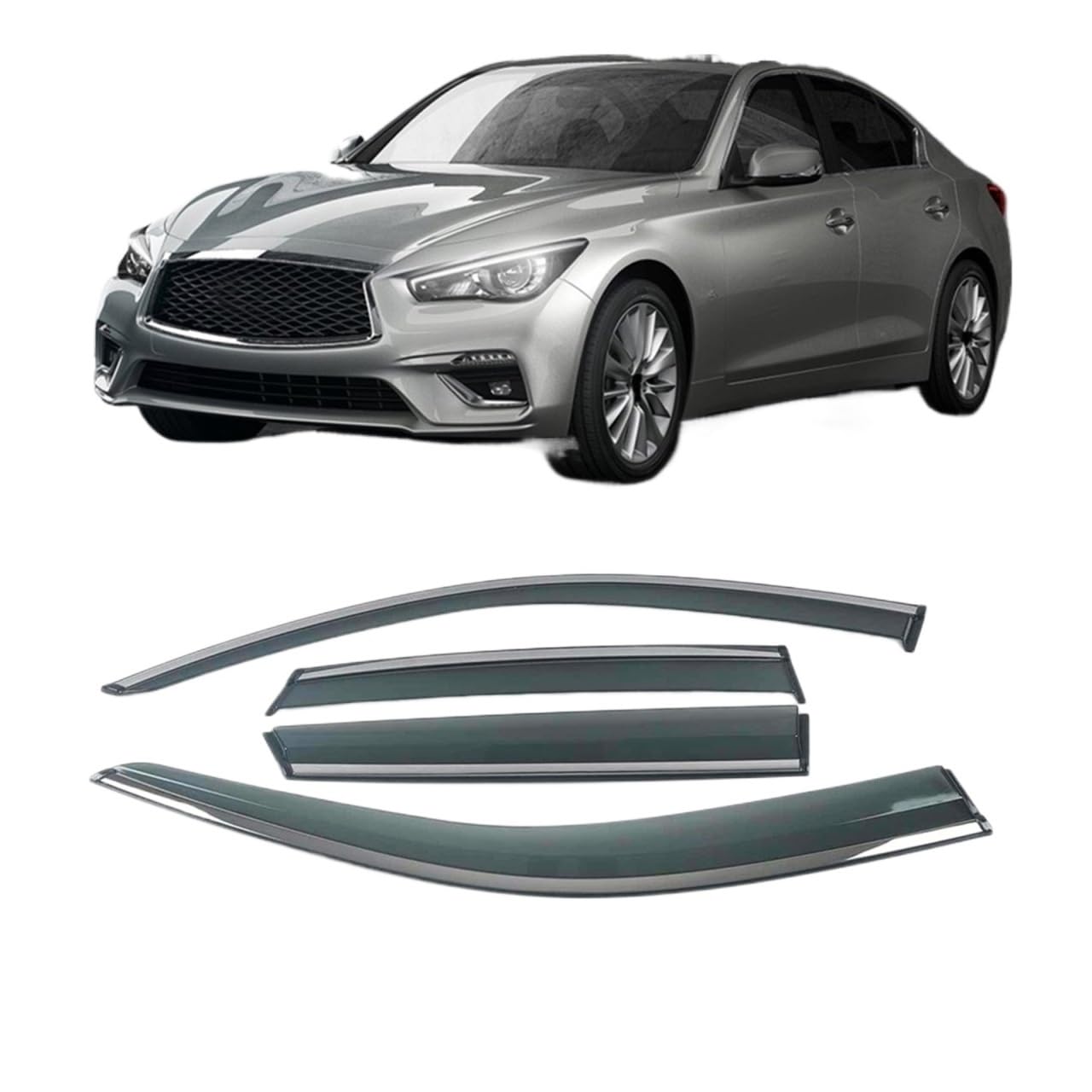 Car Window Sun Rain Shade Visors Shield Awnings Shelters Deflector Cover Trim Compatible With INFINITI QX60 JX35 Q50 QX50 M G(For QX50 13-19) von VQJRZKPMX