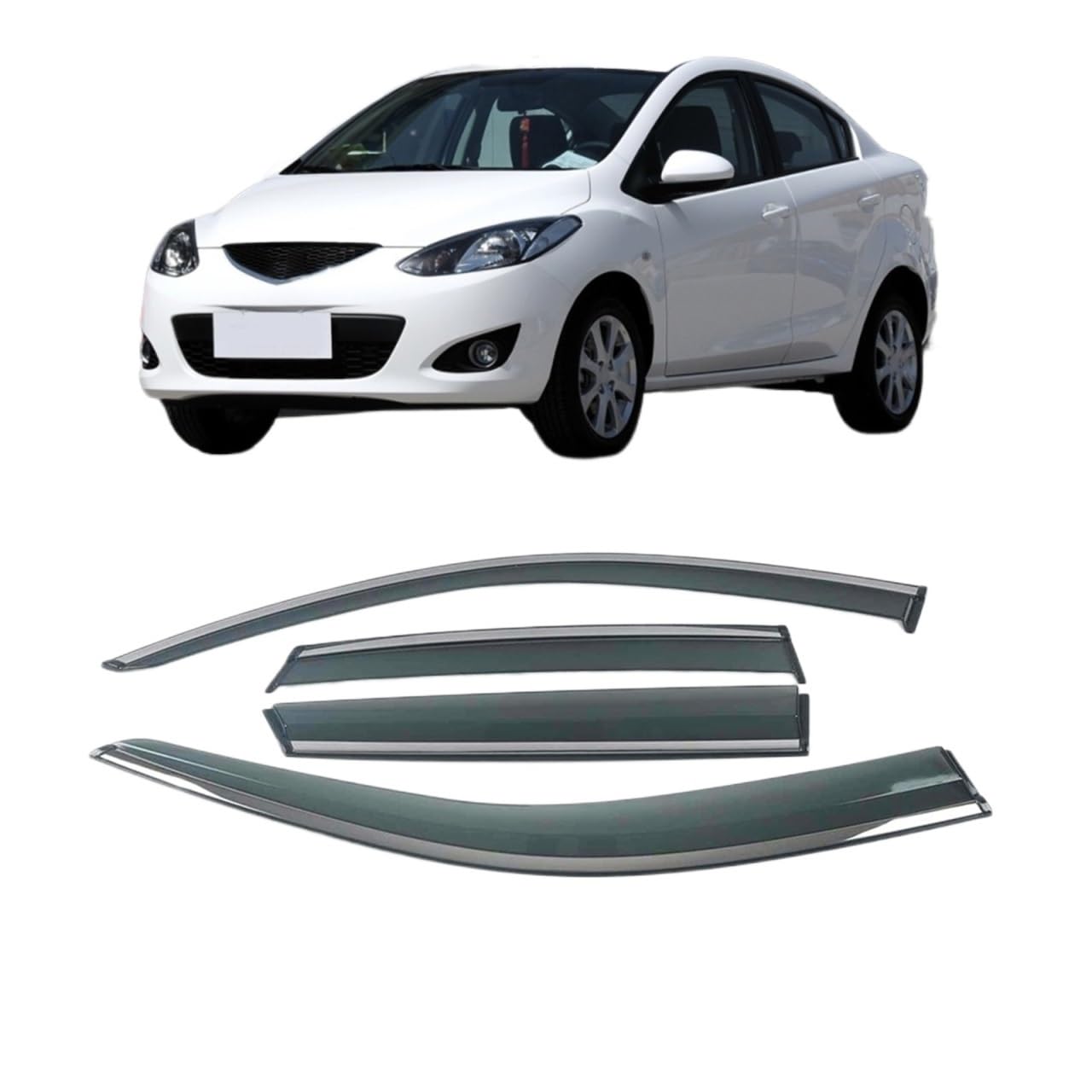 Car Window Sun Rain Shade Visors Shield Shelter Protector Cover Trim Compatible With MAZDA 2 Hatchback Sedan 2008-2012(For 2 Sedan 08-10) von VQJRZKPMX