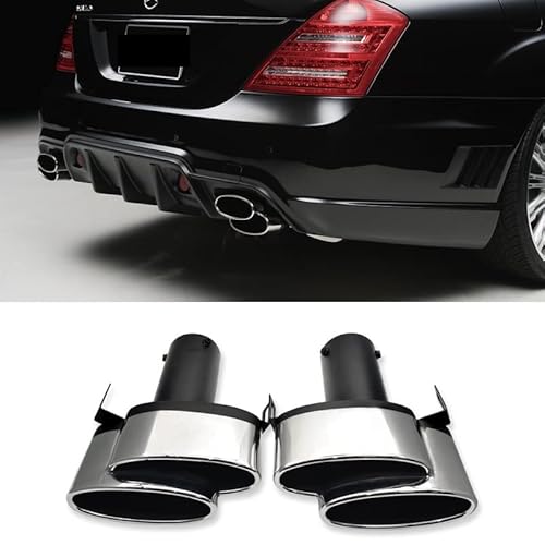 Exhaust Pipe Four Out Exhaust Tip Stainless Steel Compatible With Benz C200 W204 W212 E260 300L W212 W22 E63 E200 E260(Black B) von VQJRZKPMX