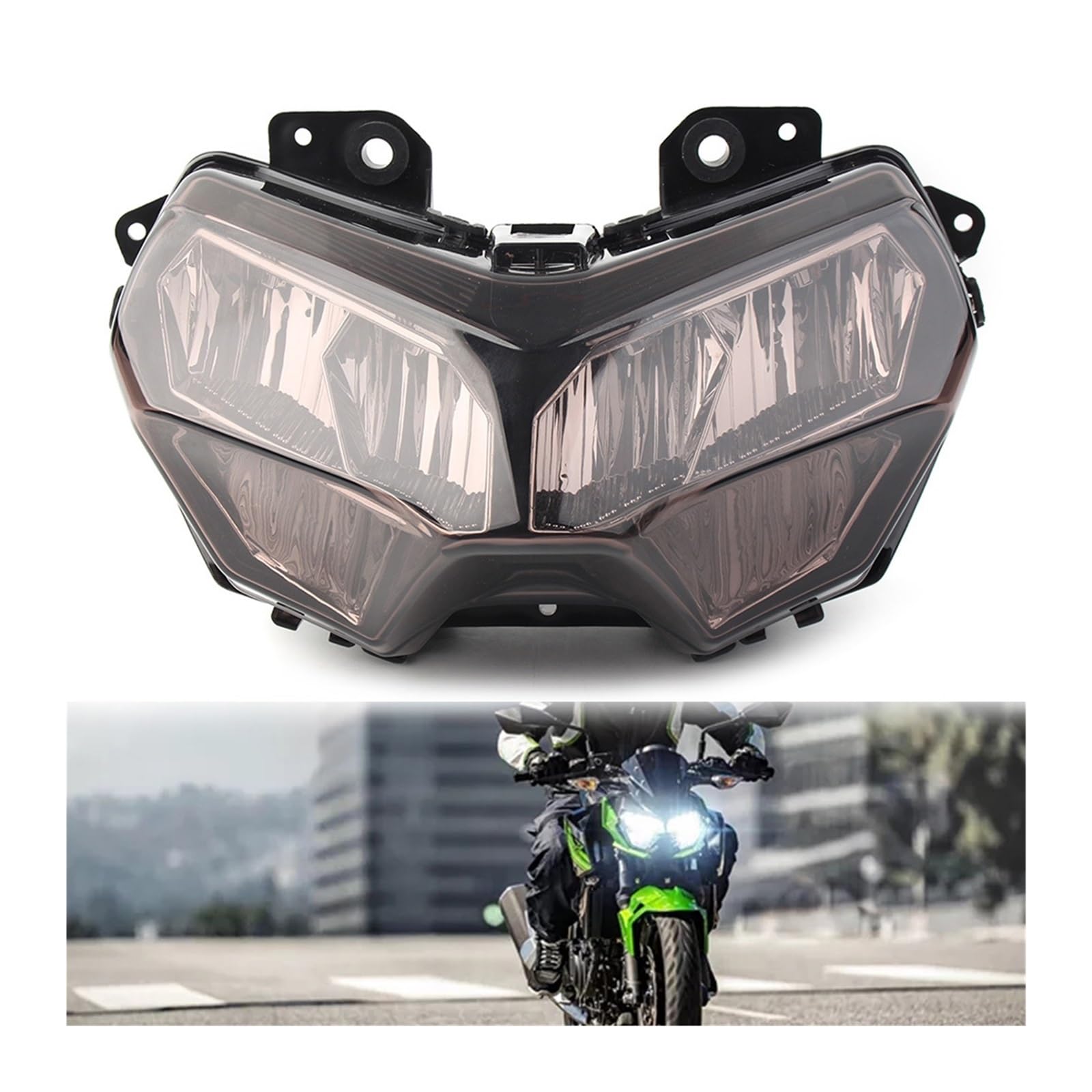 Motorbike Hheadlight Assembly Compatible with Kawasaki Z400 Z650 Z900 2020 2021 Motorcycle Headlights Front Face Lights Headlamp Fairing(Smoken) von VQJRZKPMX