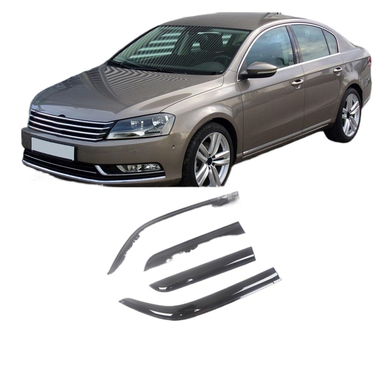 Side Wind Deflectors Black Rain Guard Door Vent Shades Dark Smoke Ventvisor Window Visors Compatible With VW Passat B7(For B7 11-16 SEDAN) von VQJRZKPMX