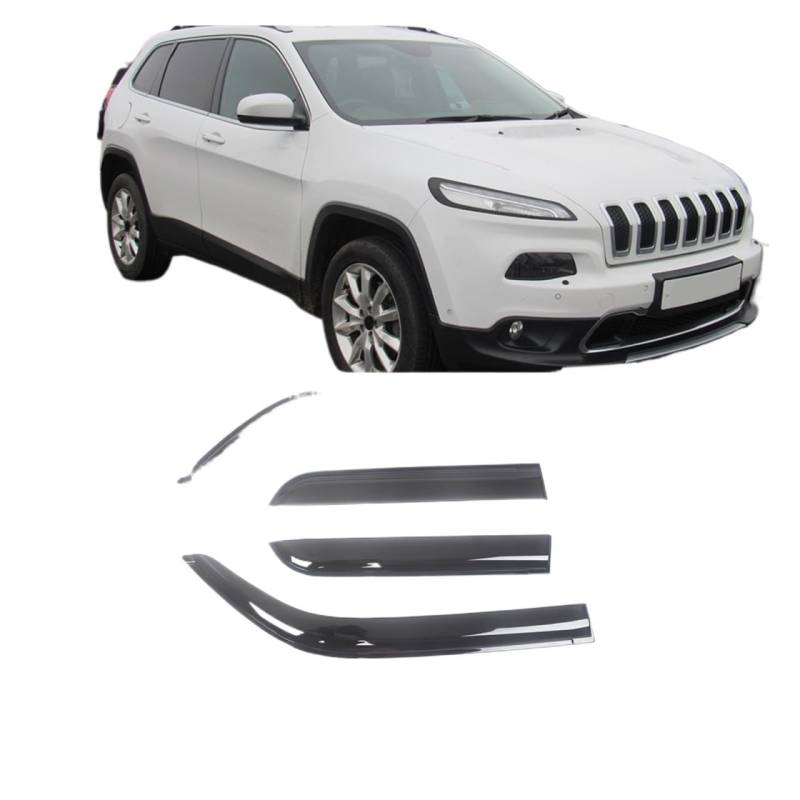 Side Window Wind Deflectors Visors Black Rain Guard Door Visor Vent Shades Dark Smoke Ventvisor Compatible With Jeep Cherokee 1984-2016(For Cherokee 14-16) von VQJRZKPMX