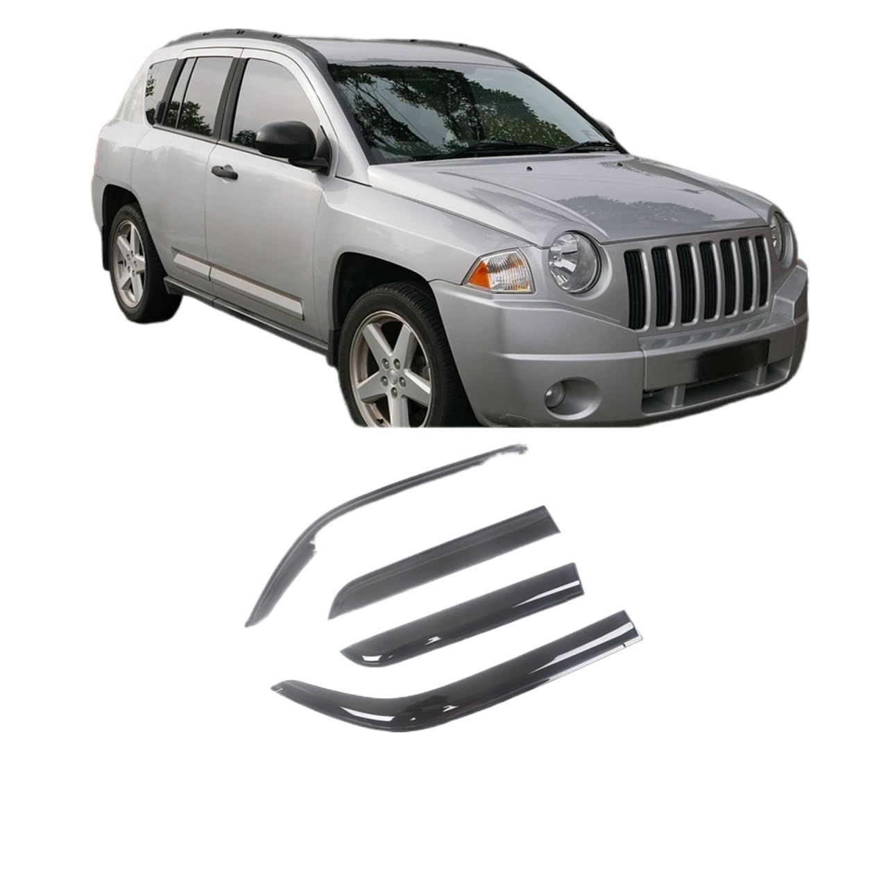 Side Window Wind Deflectors Visors Black Rain Guard Door Visor Vent Shades Dark Smoke Ventvisor Compatible With Jeep Compass 2007-2022(For COMPASS 07-10) von VQJRZKPMX