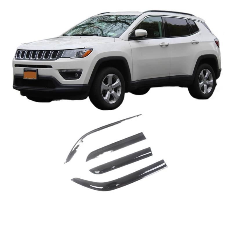 Side Window Wind Deflectors Visors Black Rain Guard Door Visor Vent Shades Dark Smoke Ventvisor Compatible With Jeep Compass 2007-2022(For COMPASS 18-22) von VQJRZKPMX