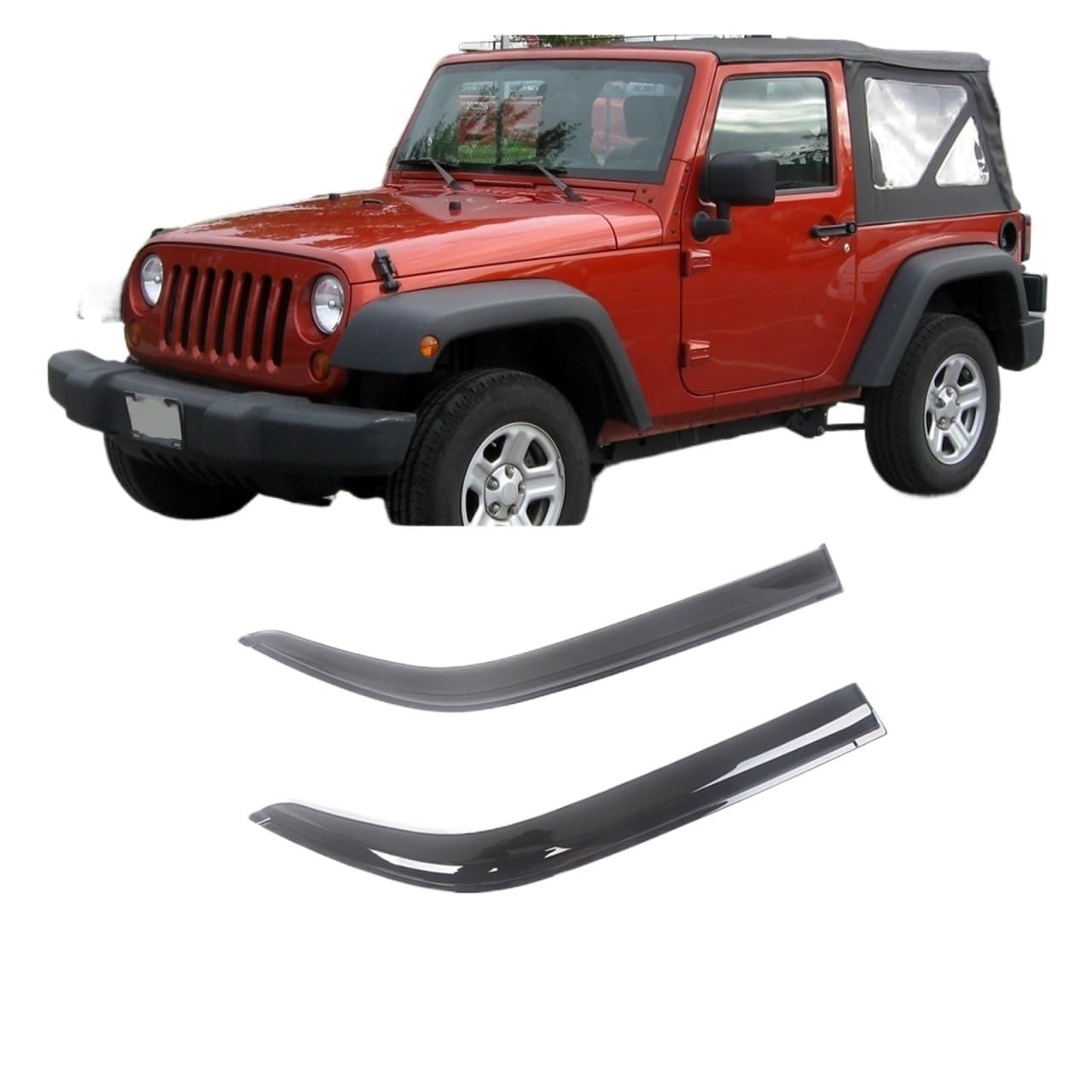 Side Window Wind Deflectors Visors Black Rain Guard Door Visor Vent Shades Dark Smoke Ventvisor Compatible With Jeep Compatible With Wrangler 1997-2022(For 07-16 2-Doors) von VQJRZKPMX