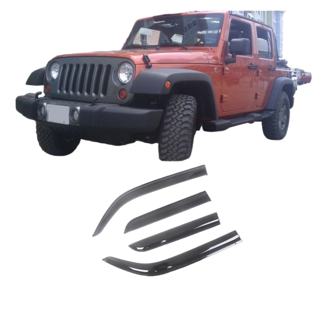 Side Window Wind Deflectors Visors Black Rain Guard Door Visor Vent Shades Dark Smoke Ventvisor Compatible With Jeep Compatible With Wrangler 1997-2022(For 07-16 UNLIMITED) von VQJRZKPMX