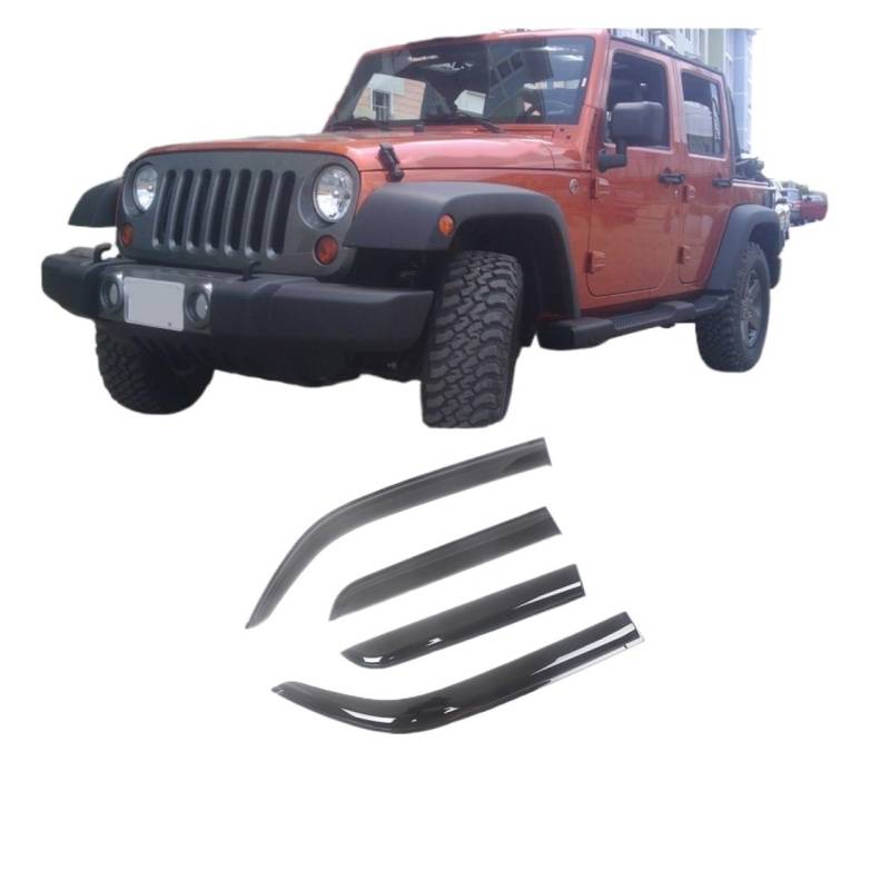 Side Window Wind Deflectors Visors Black Rain Guard Door Visor Vent Shades Dark Smoke Ventvisor Compatible With Jeep Compatible With Wrangler 1997-2022(For 07-16 UNLIMITED) von VQJRZKPMX