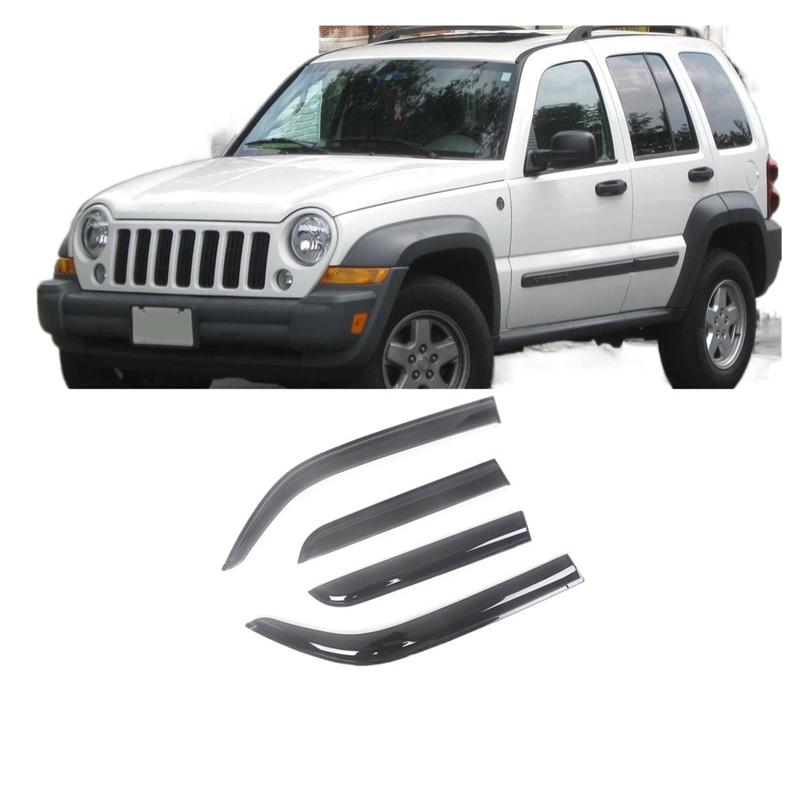 Side Window Wind Deflectors Visors Black Rain Guard Door Visor Vent Shades Dark Smoke Ventvisor Compatible With Jeep Liberty 2002-2014(For LIBERTY 02-04) von VQJRZKPMX