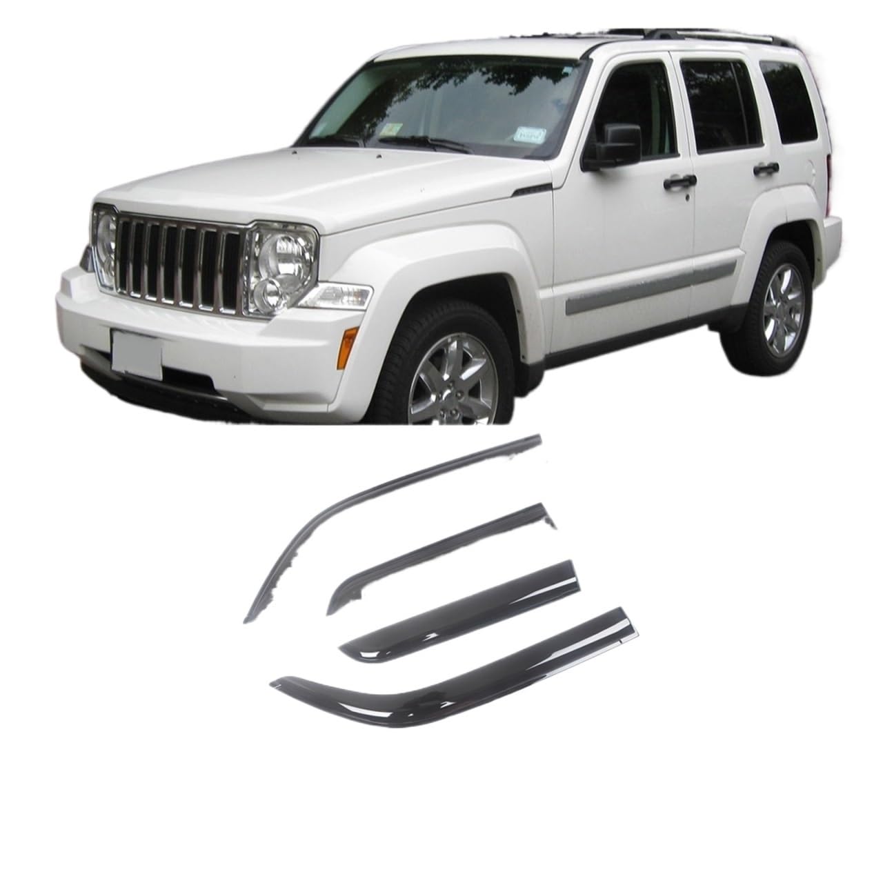 Side Window Wind Deflectors Visors Black Rain Guard Door Visor Vent Shades Dark Smoke Ventvisor Compatible With Jeep Liberty 2002-2014(For LIBERTY 08-14) von VQJRZKPMX