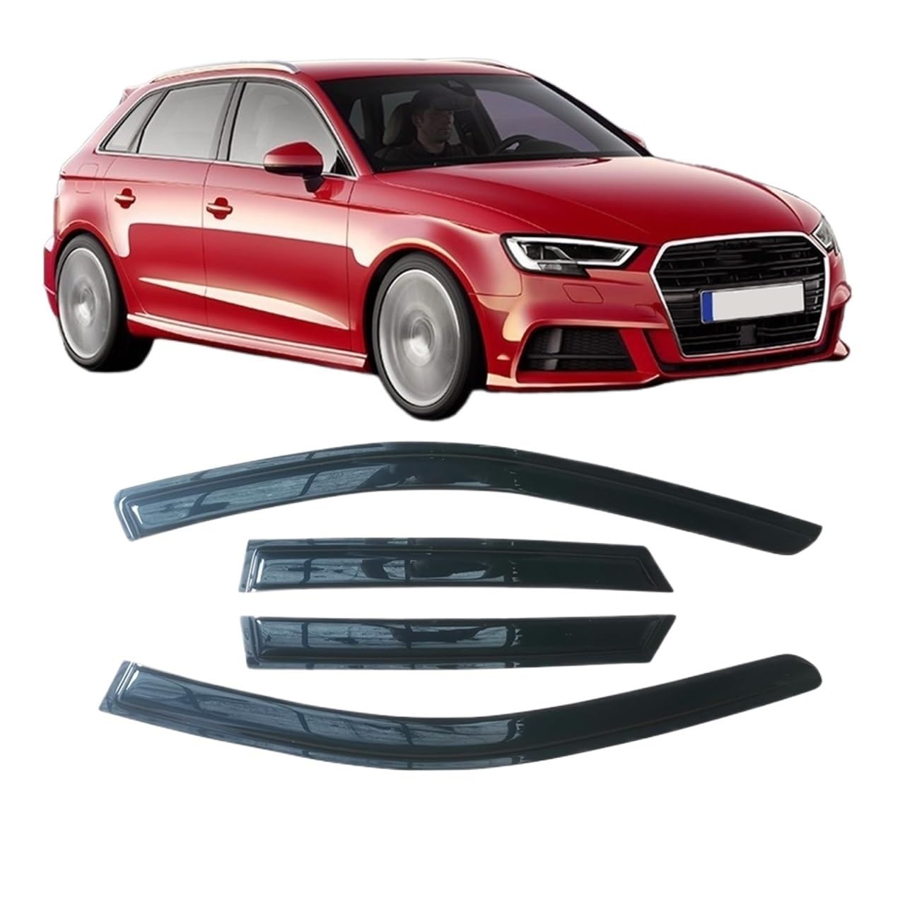 Side Window Wind Deflectors Visors Black Rain Guard Window Vent Shades Dark Smoke Ventvisor Compatible With A3 8P 8V 2004-2019(Hatchback sportback) von VQJRZKPMX