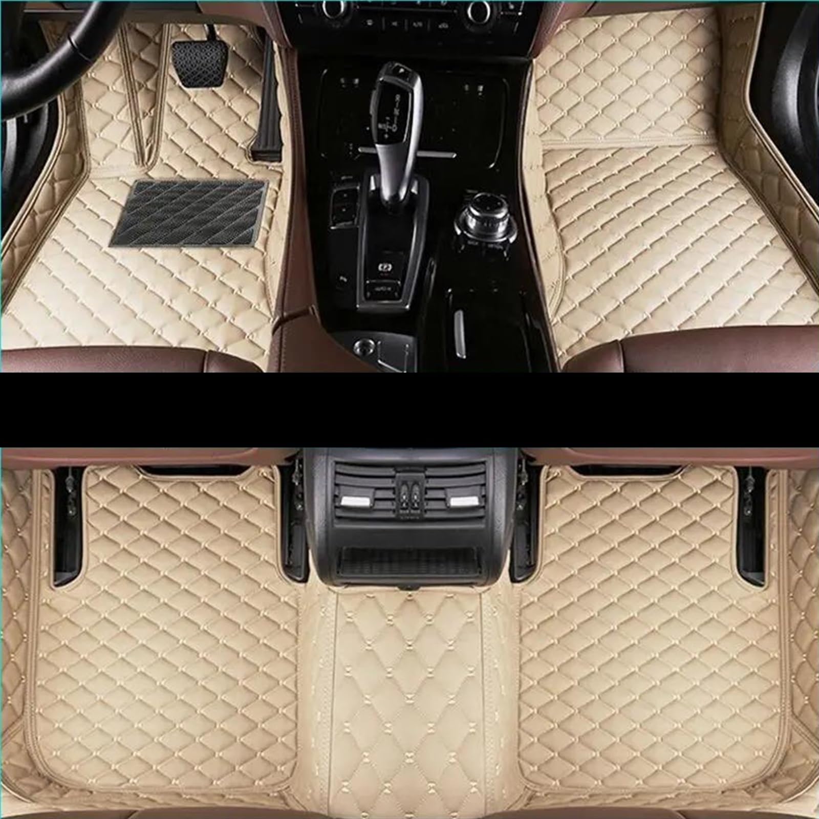 Autoteppich Fußmatten Auto-Fußmatten Für 1er E82 120i 2011 Hard Top Coupe Individuelle Auto-Fußpolster Automobil-Innenausstattung Gummifußmatten(Beige) von VREFOEAX