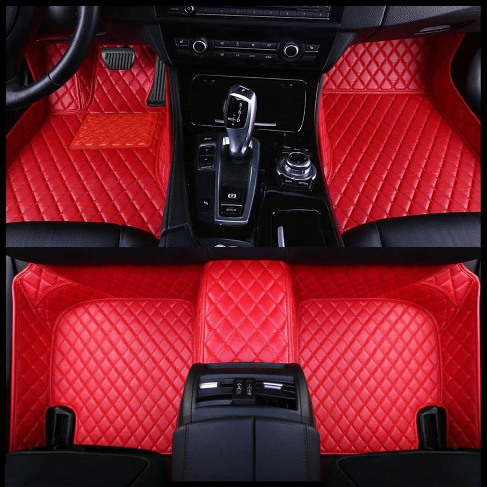 Autoteppich Fußmatten Auto-Fußmatten Für Maserati Für Ghibli 2014–2018 Auto-Innenzubehör Lederteppiche Fußpolster Gummifußmatten(Rot) von VREFOEAX