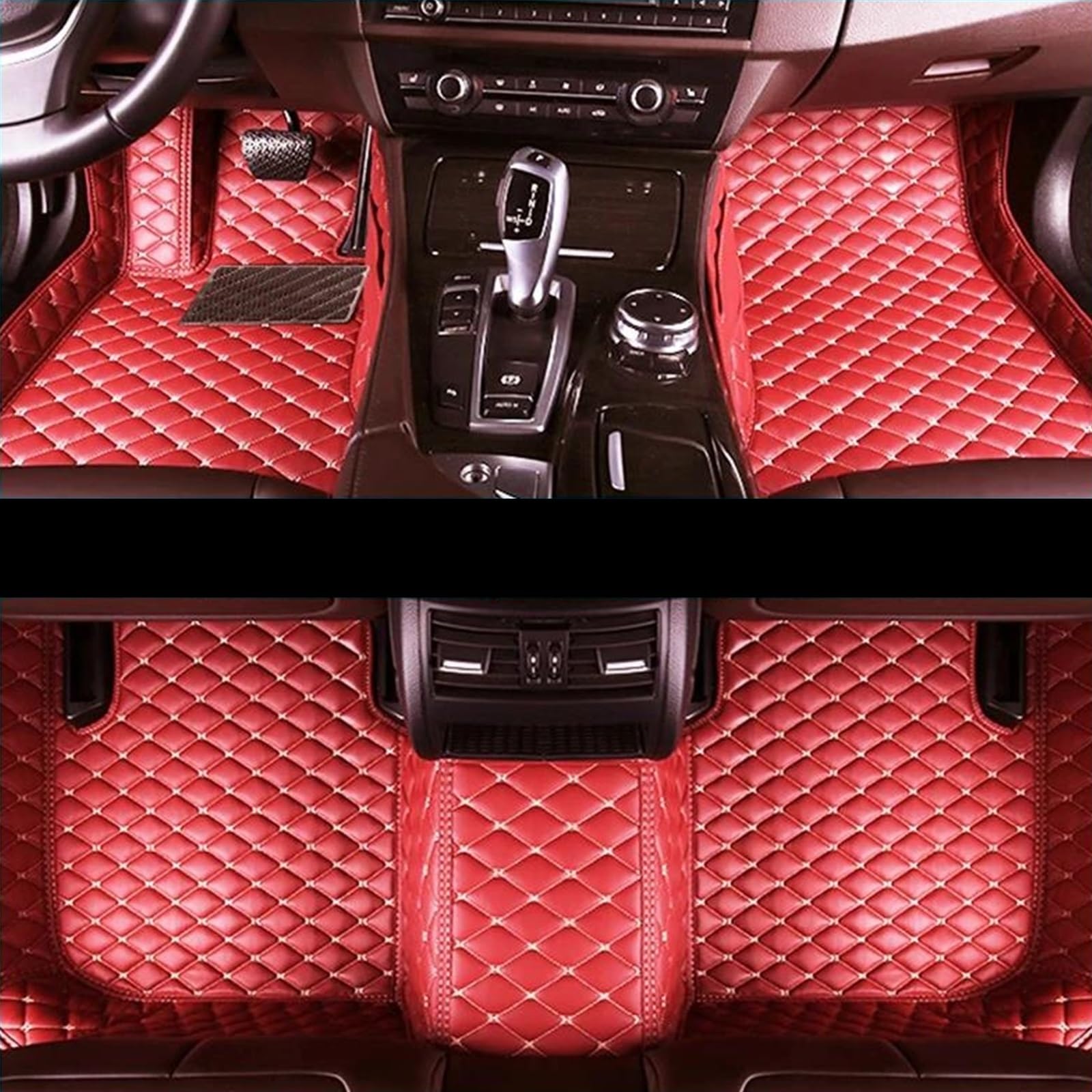 Autoteppich Fußmatten Auto-Fußmatten Für Q7 (Sieben Sitze) 2006–2015 Individuelle Fußpolster Automobil-Innenausstattung Gummifußmatten(Rot) von VREFOEAX