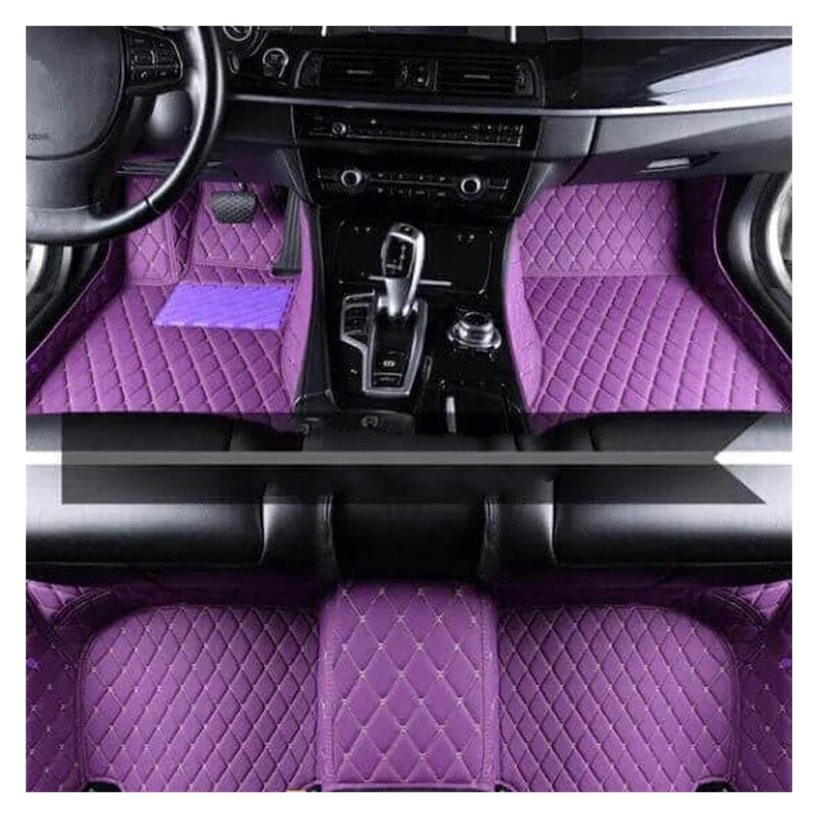 Autoteppich Fußmatten Leder Auto Fußmatten Für Hyundai Für Veloster 2011-2015 Auto Zubehör Leder Boden Matte Innen Gummifußmatten(Lila) von VREFOEAX