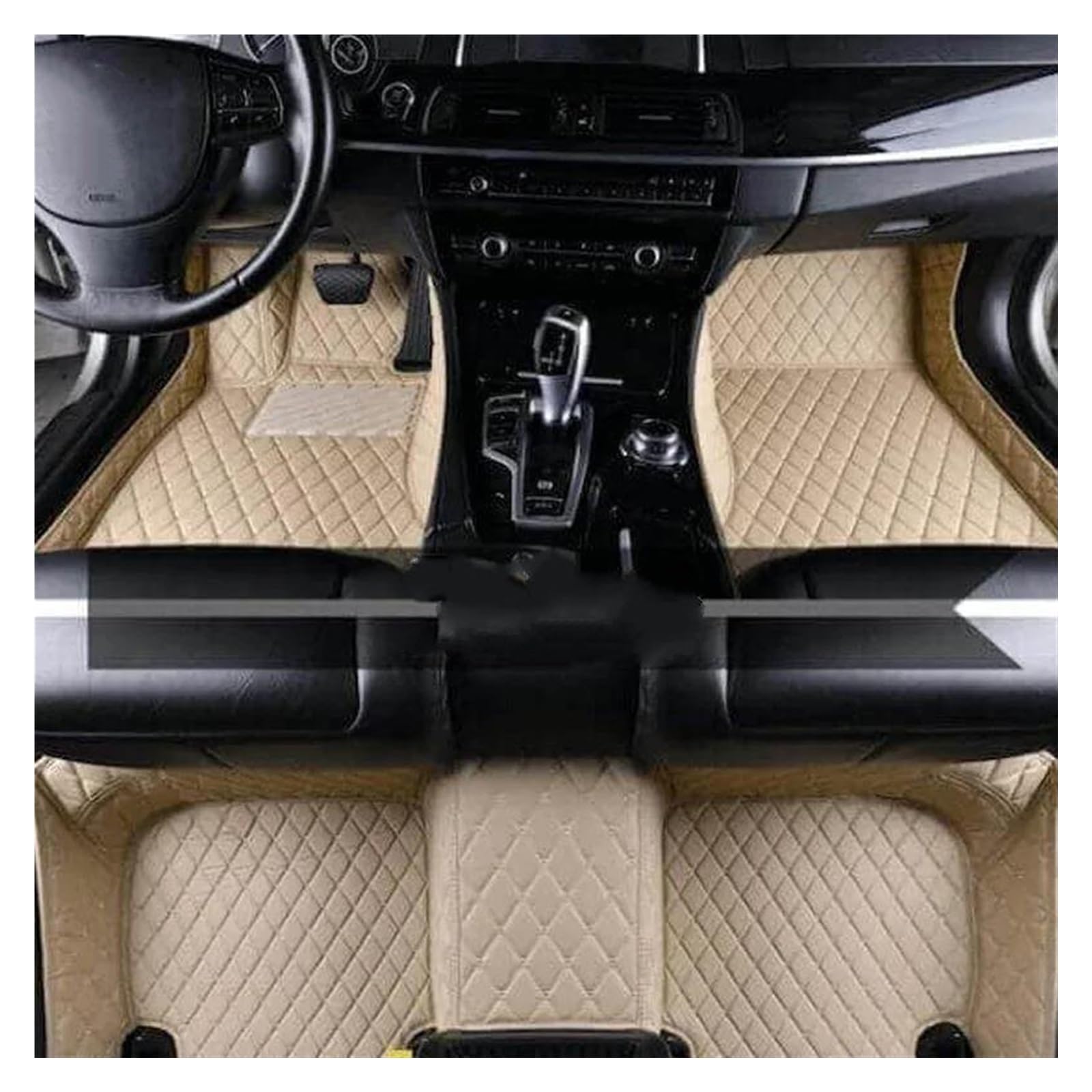 Autoteppich Fußmatten Leder-Auto-Fußmatten Für Hyundai I30 2012–2016 Autozubehör Leder-Fußmatte Für Den Innenraum Gummifußmatten(Beige) von VREFOEAX