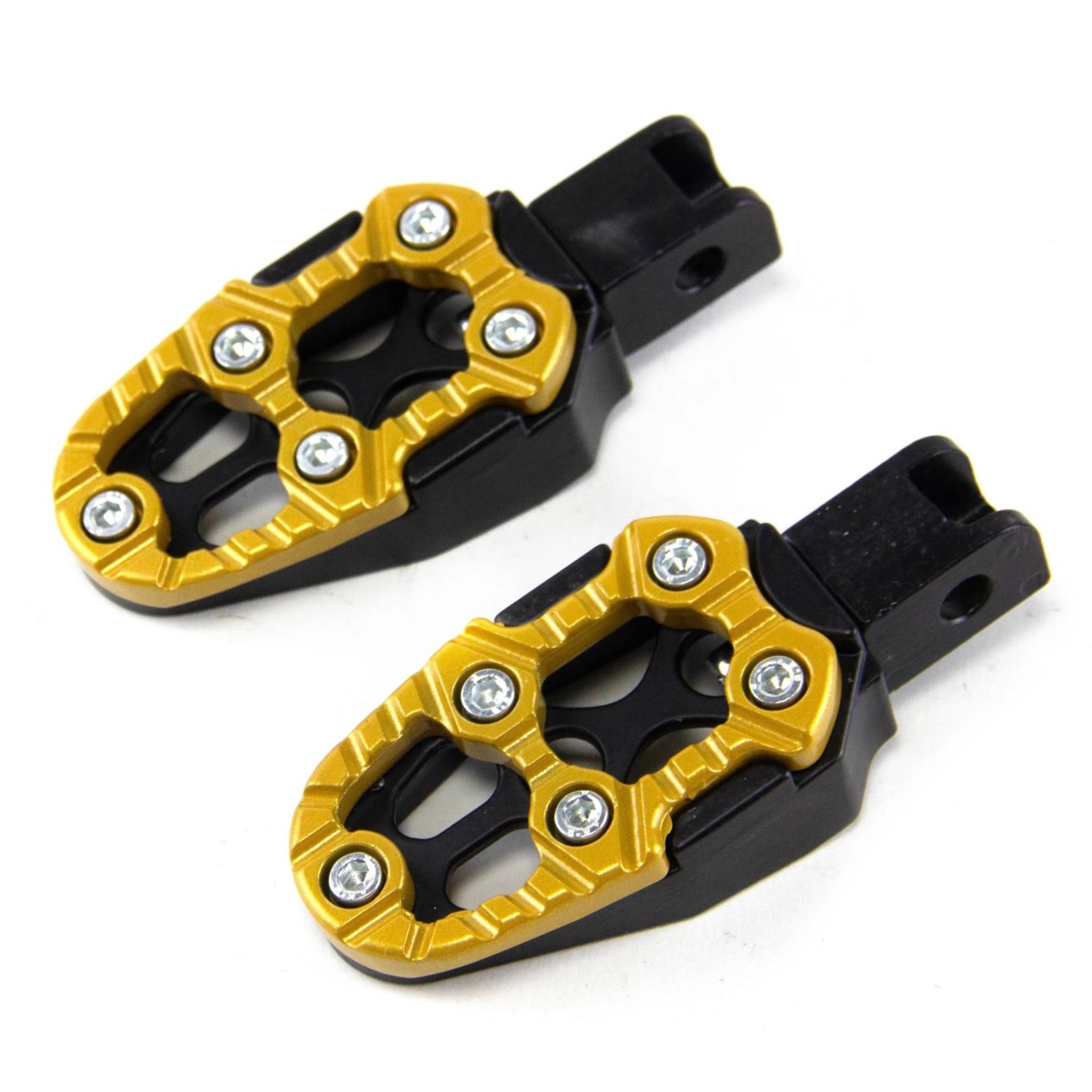 Fußstütze Fußrasten Pedal Für Kawasaki Für Roller ATV E-Bike Fußstützen Fußrasten 1 Paar Universal Motorrad Aluminiumlegierung Fußpedale Winkel Einstellbar Motorrad Hinten Set(Gold) von VRVMUMPDC