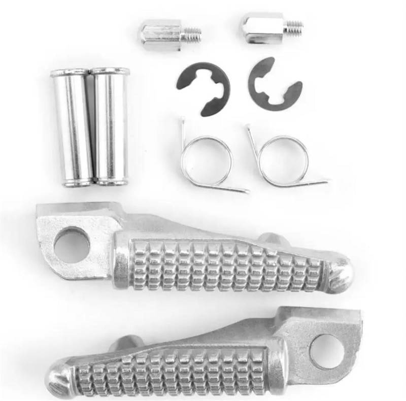 Fußstütze Fußrasten Pedal Für Kawasaki Für ZX6R Z750 Z1000 ZX9R ZX10R EX250 Für Ninja 250 Aluminium Motorrad Pegs Motorrad Vorne Fuß Peg Fußstütze Motorrad Hinten Set(Silver) von VRVMUMPDC