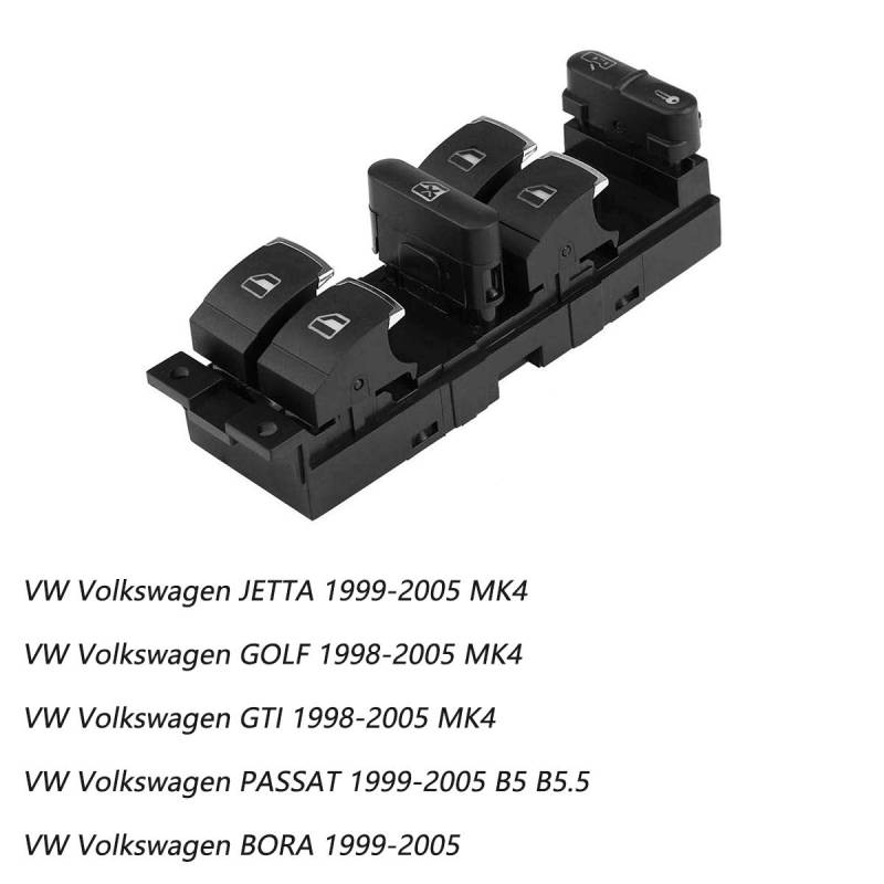 Elektrische Fensterheber Fensterschalter-Bedienfeld Kompatibel mit Volkswagen Golf MK4 GTI Kompatibel mit JETTA MK4 Kompatibel mit PASSAT B5 MASTER POWER Window Lifter Switch Kompatibel mit VW Bora Ko von VSAQWERTY