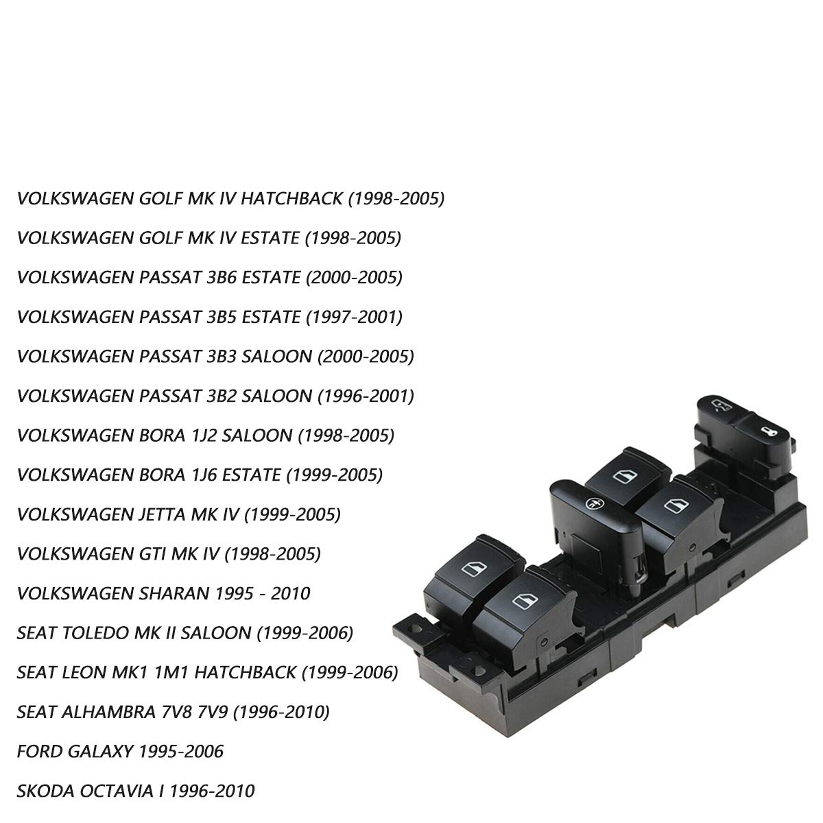 Elektrische Fensterheber Fensterschalter-Bedienfeld Kompatibel mit Volkswagen Golf MK4 GTI Kompatibel mit JETTA MK4 Kompatibel mit PASSAT B5 MASTER POWER Window Lifter Switch Kompatibel mit VW Bora Ko von VSAQWERTY