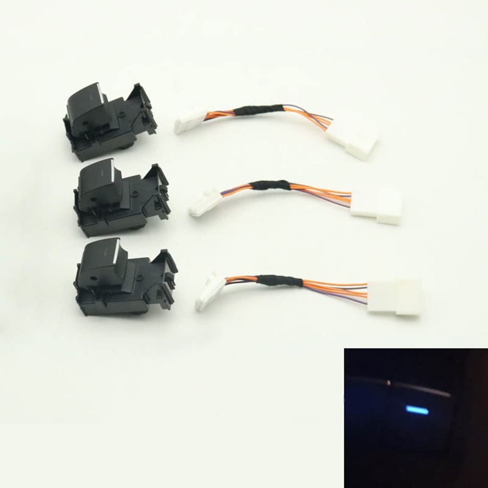 Elektrische Fensterheber LED Eisblaue Hintergrundbeleuchtung Power Fenstertaste Schalter Kompatibel mit Toyota RAV4 RAV 4 CHR 2019 2020 2021 Linker Fahrer Fensterheberschalter(3pc Single Switch-B) von VSAQWERTY