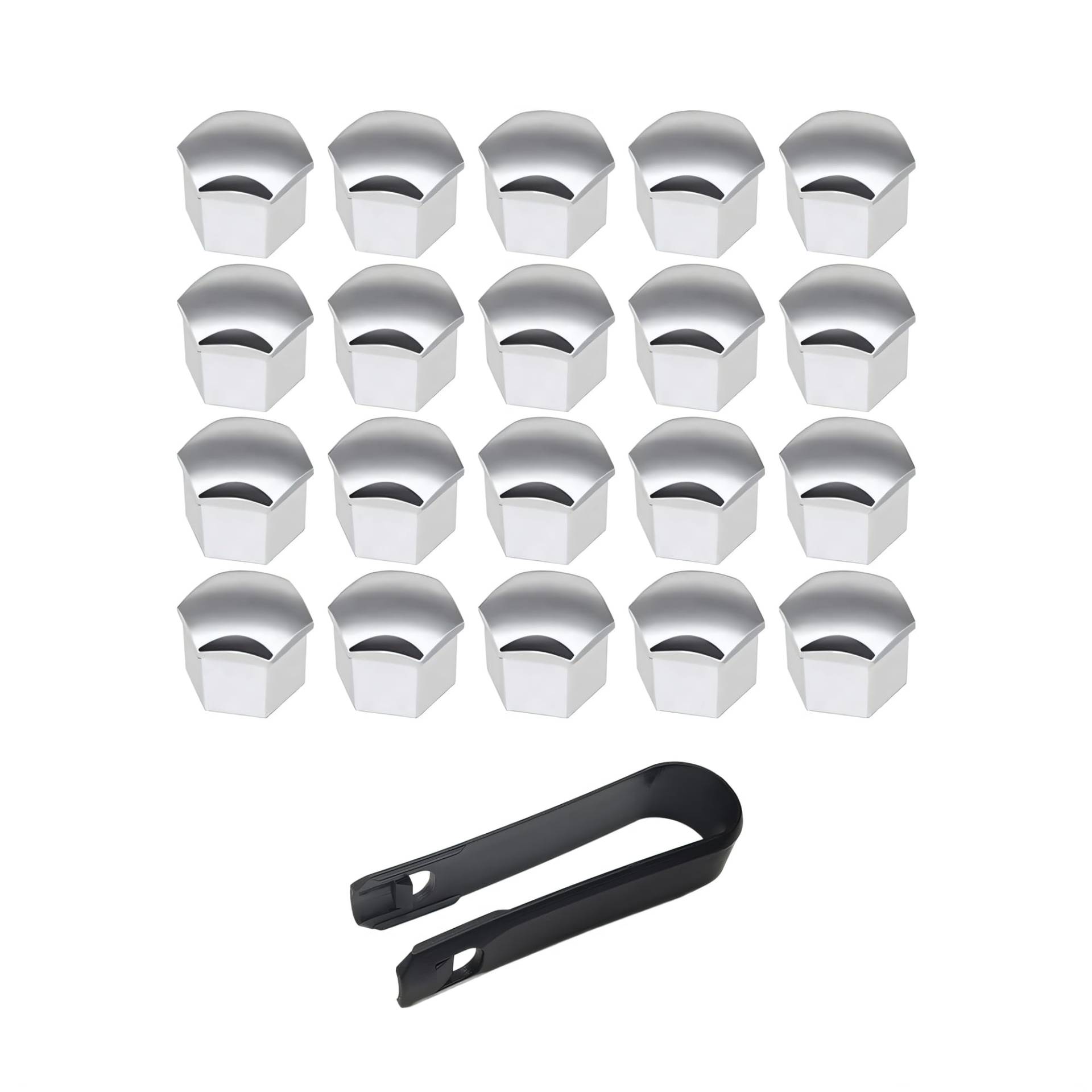 VSREI Radschraubenkappen 17mm Radmutterkappen Set - mit 20 Sechskant-Reifen Muttern-Abdeckungen, Abdeckkappen für Radschrauben Universal Radmuttern Kappen Radbolzen Kappen Rad Mutter Cap (Silber) von VSREI