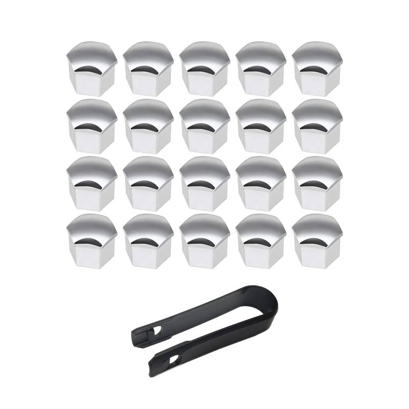 VSREI Radschraubenkappen 19mm Radmutterkappen Set - mit 20 Sechskant-Reifen Muttern-Abdeckungen, Abdeckkappen für Radschrauben Universal Radmuttern Kappen Radbolzen Kappen Rad Mutter Cap (Silber) von VSREI