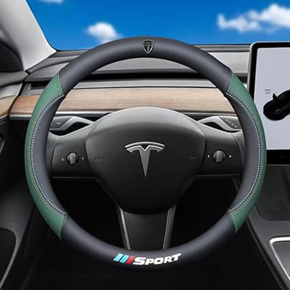 Auto Lenkradbezug, Für Tesla Model S 2012-2016 Lenkradhülle Anti Rutsch,Anti Rutsch Lenkradabdeckung Lenkradschoner,B von VTEQIOPF