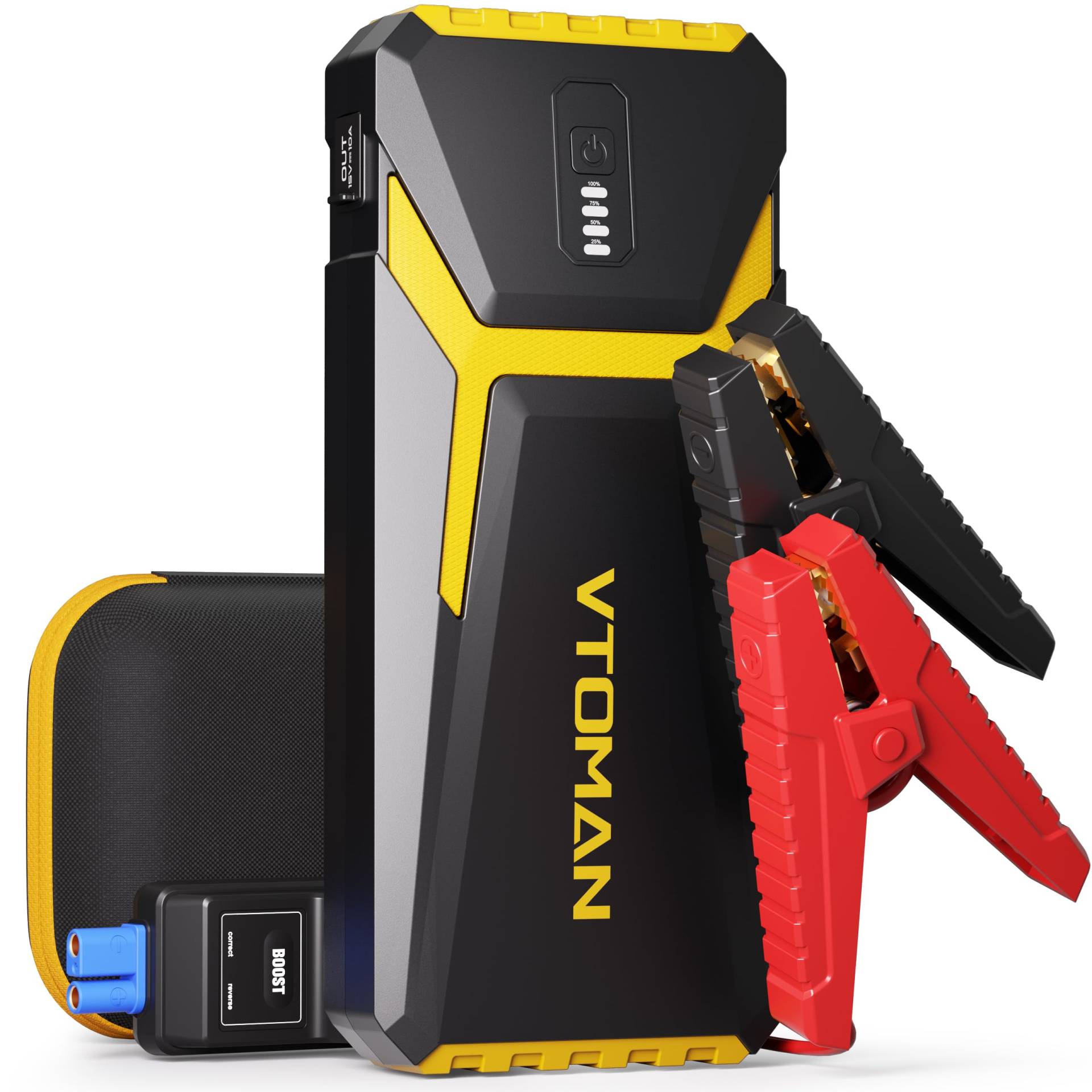 VTOMAN V10 Pro Starthilfe Powerbank Für Pkw,4500A 12V Autobatterie Starter Powerbank Mit Starthilfekabel (Für Motor Alle Benzin/10.0L Diesel),Auto Starthilfe Mit LED Taschenlampe (Yellow) von VTOMAN