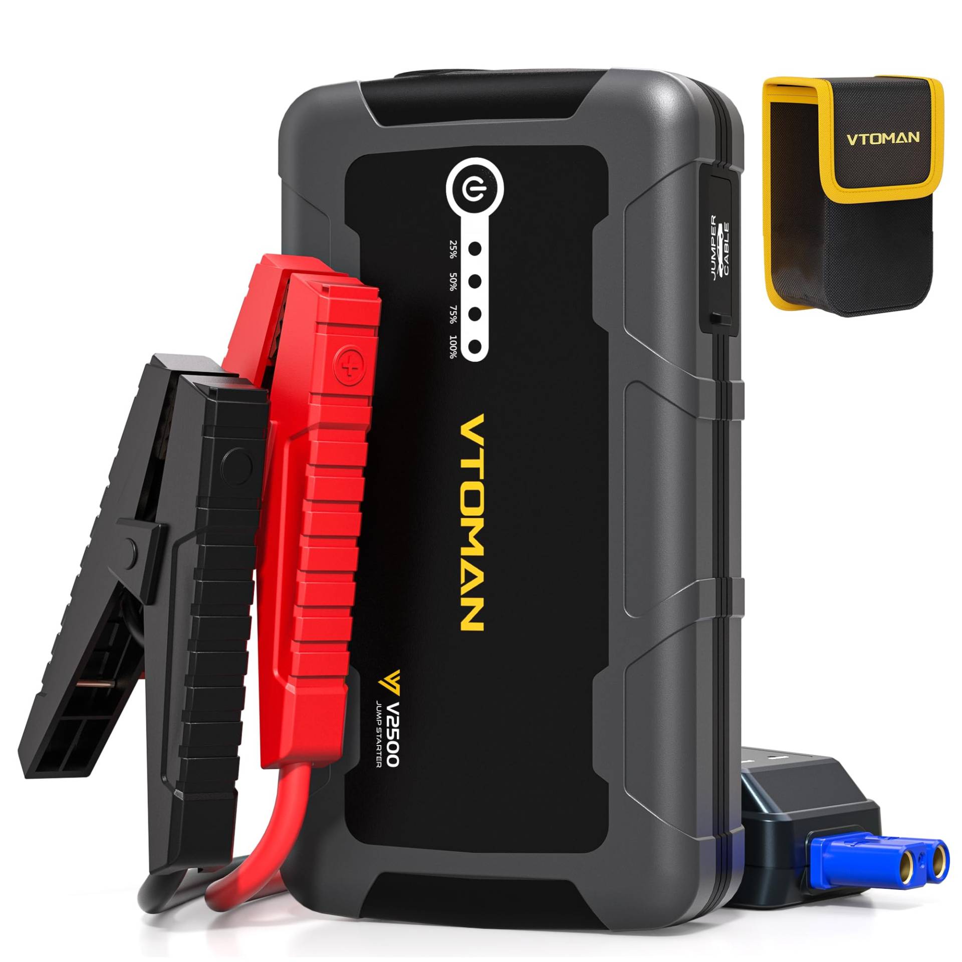 VTOMAN V2500 Starthilfe Powerbank 2500A - 12V Auto Starthilfe Power Pack, Tragbare Auto Batterie Booster mit Starthilfekabel, LED Taschenlampe, Geeignet für 8L Benzin und 6L Dieselmotoren von VTOMAN